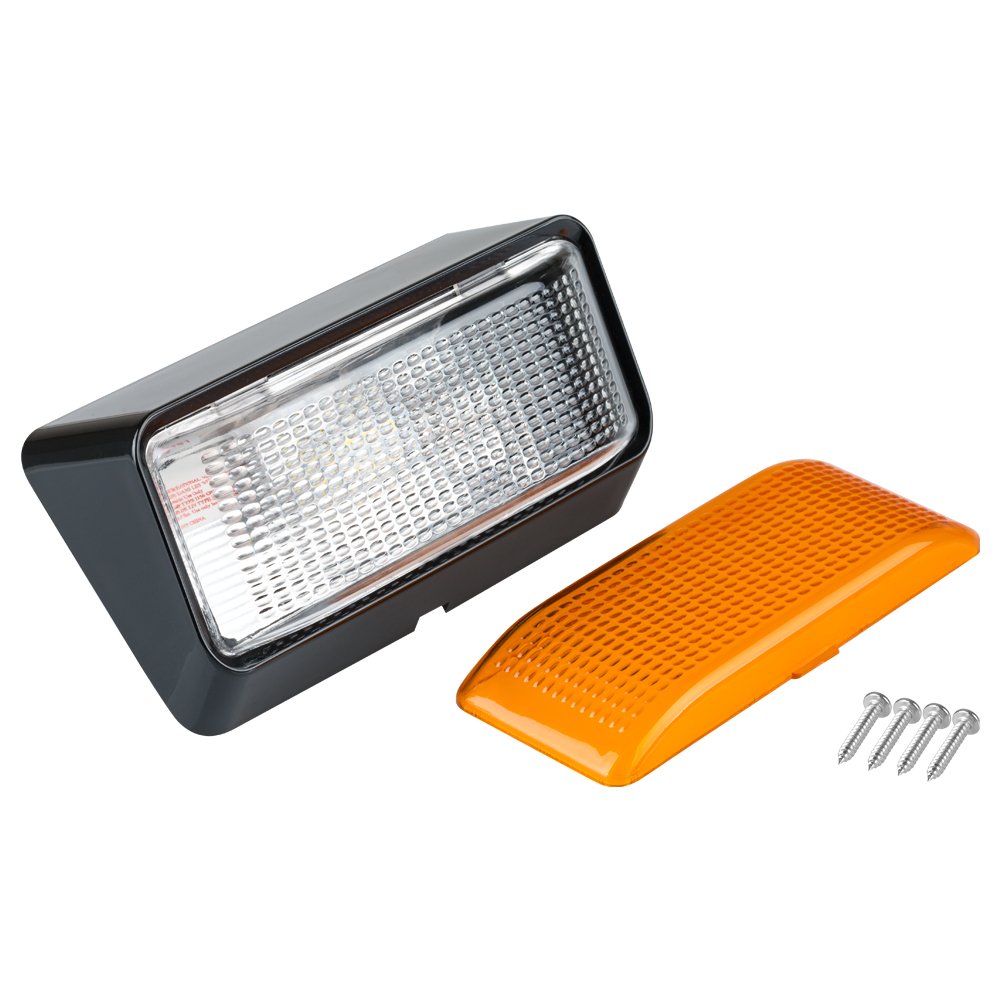 Lumitronics RV LED Porch Utility Light, Clear & Amber Lenses, No Switch, Black Base, Model LUM-IP01LB