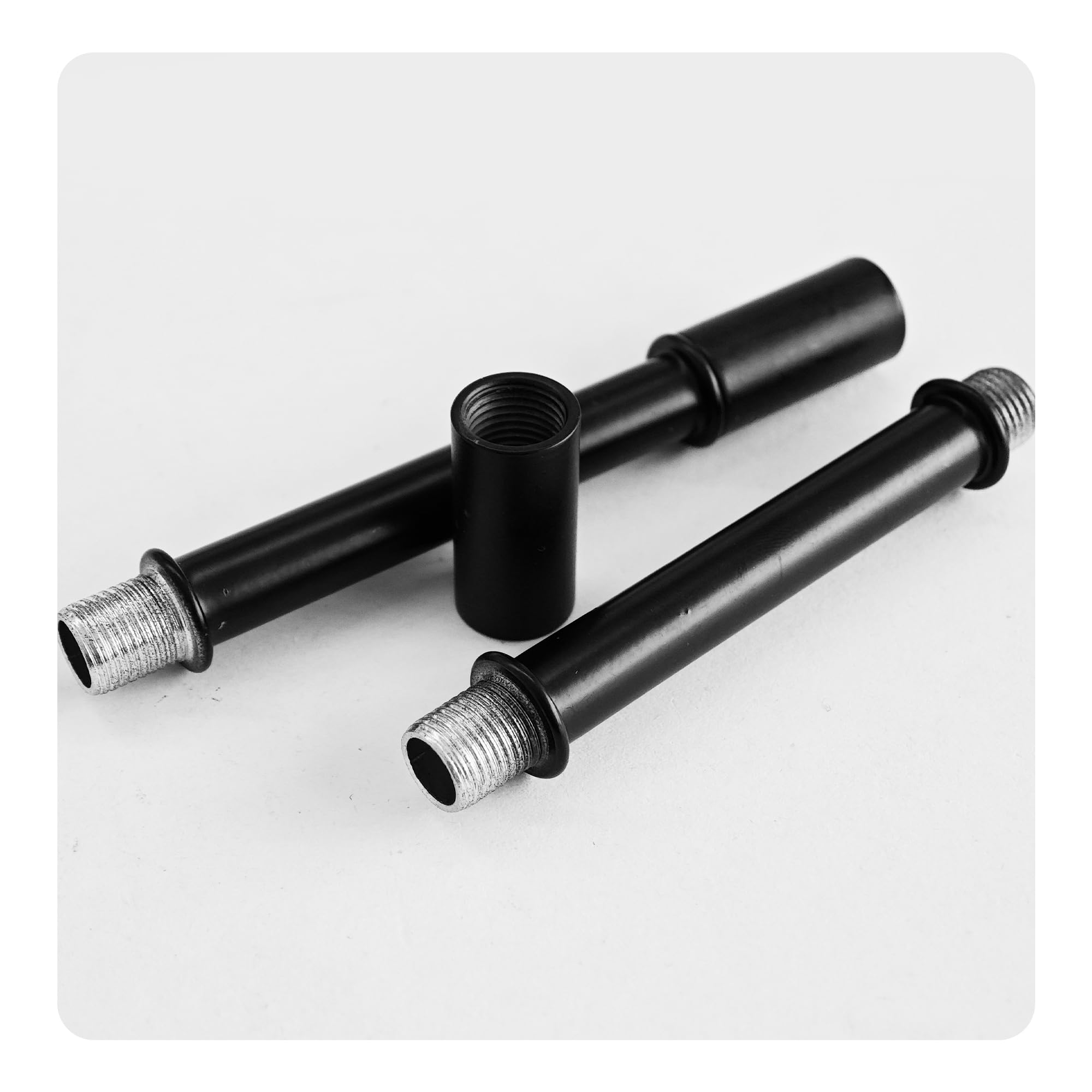 AUXBC 3.15” Straight Pipe Lamp Stem Kit - M10 Double End Threaded Rods for DIY Floor, Table & Ceiling Lamps, Black