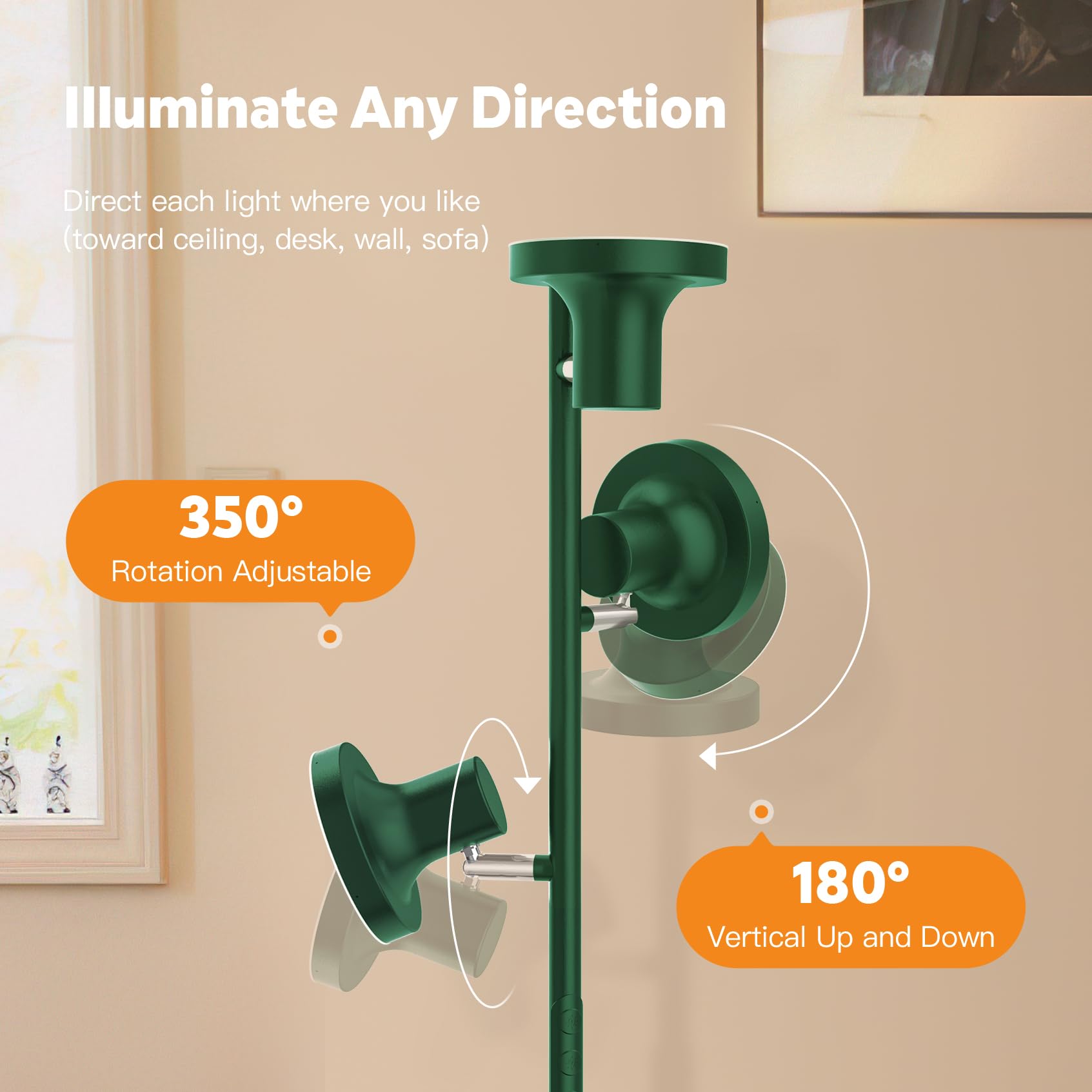SIBRILLE 36W LED Tree Floor Lamp, Dimmable with Remote & Touch Control, Green, Model FLH-036-F1, 4 Color Temperatures, Ideal for Living Room