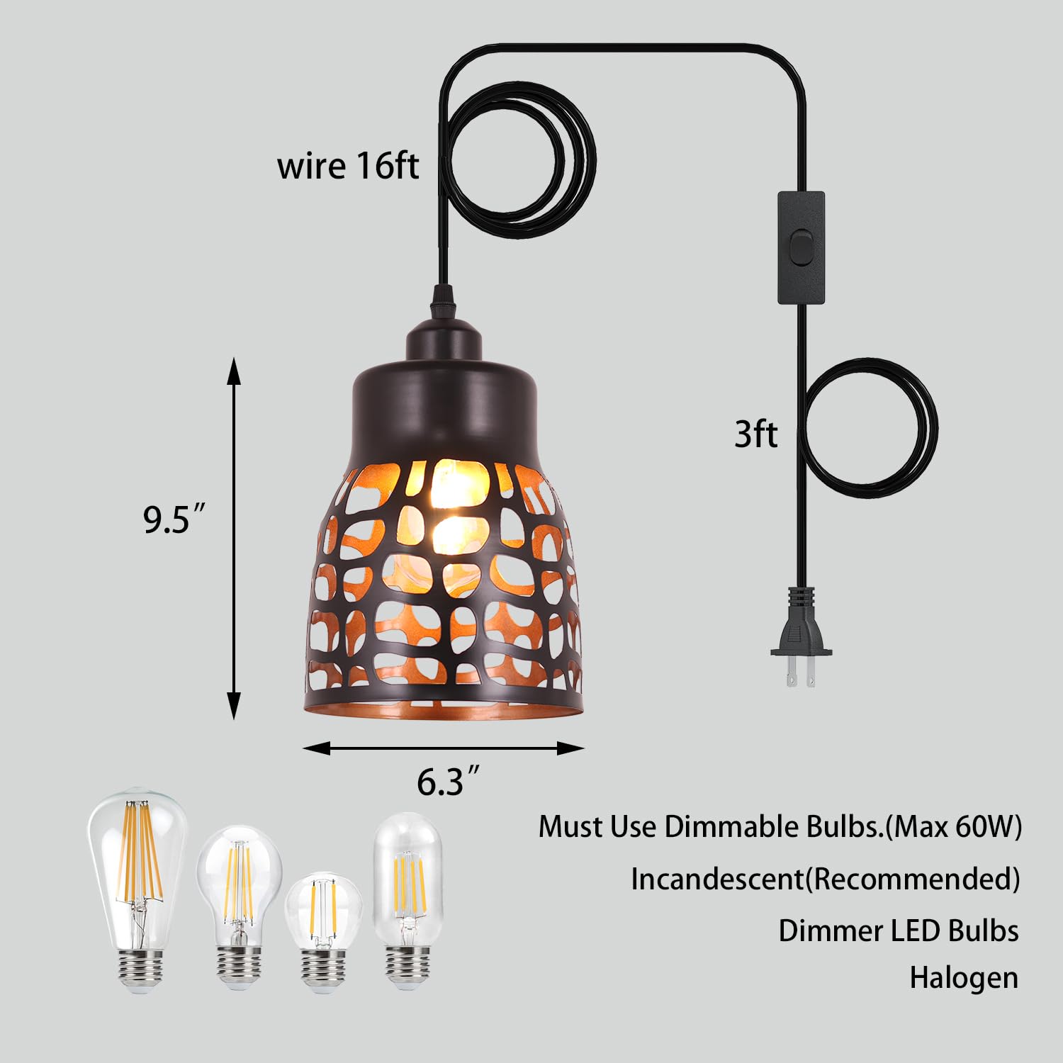 Baunoisk Pendant Light Industrial Vintage Pendant Lamp Retro Farmhouse Ceiling Hanging Light Fixture Black Metal Creative Geometric Diamond Shade Pendant Lighting For Kitchen Island