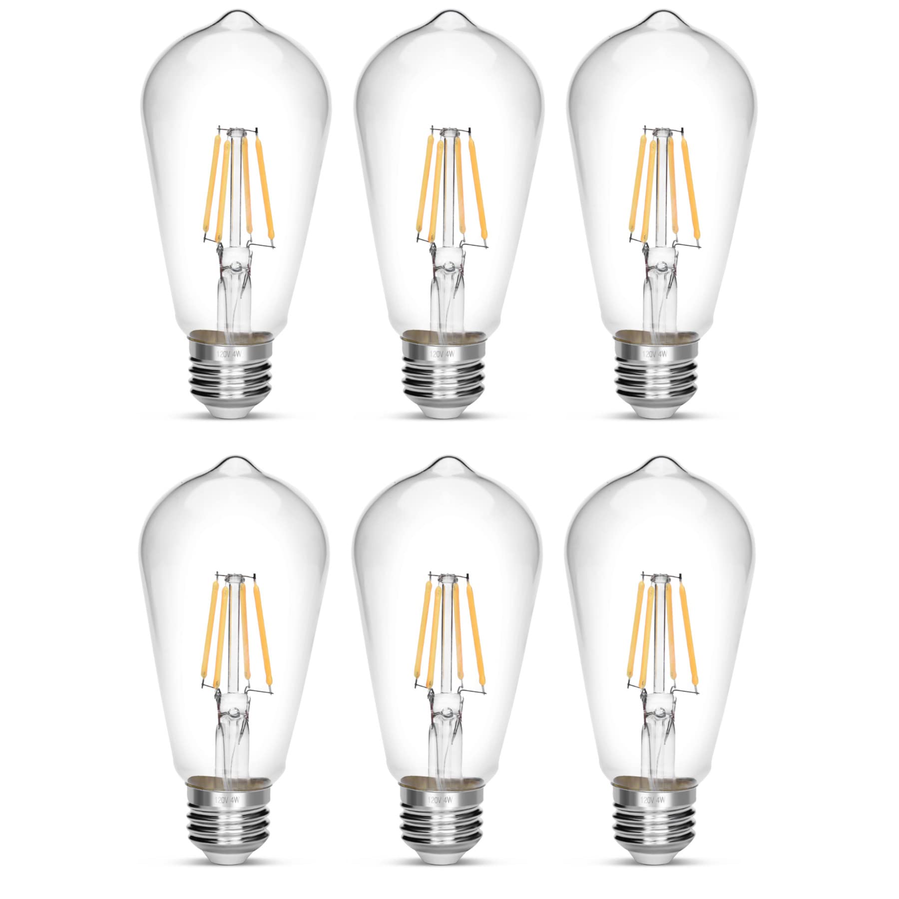 NOTOC LED Edison Bulb,Antique 40W Vintage Edison Bulb,E26 Light Bulb Non Dimmable Led Bulb 450 Lumens Daylight 4000K,Pack of 6