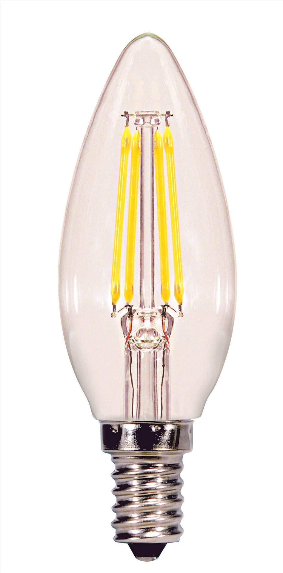 Satco Candle Shape LED Bulb, 4.5W 120V, E12 Candelabra Base, 2700K, Clear, 6 Count