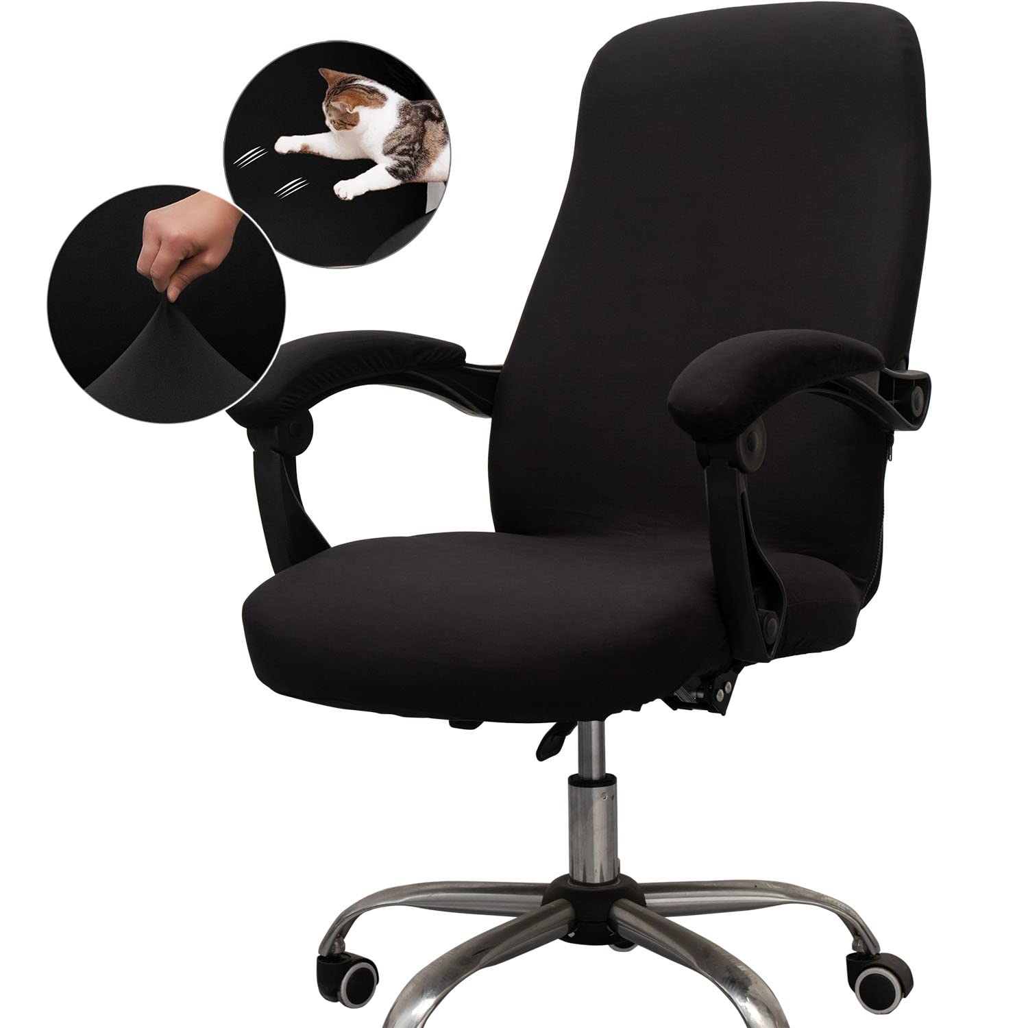 Melaluxe Office Chair Cover - Universal Stretch Desk Chair Cover  Computer Chair Slipcovers (Size: L) - Black-New