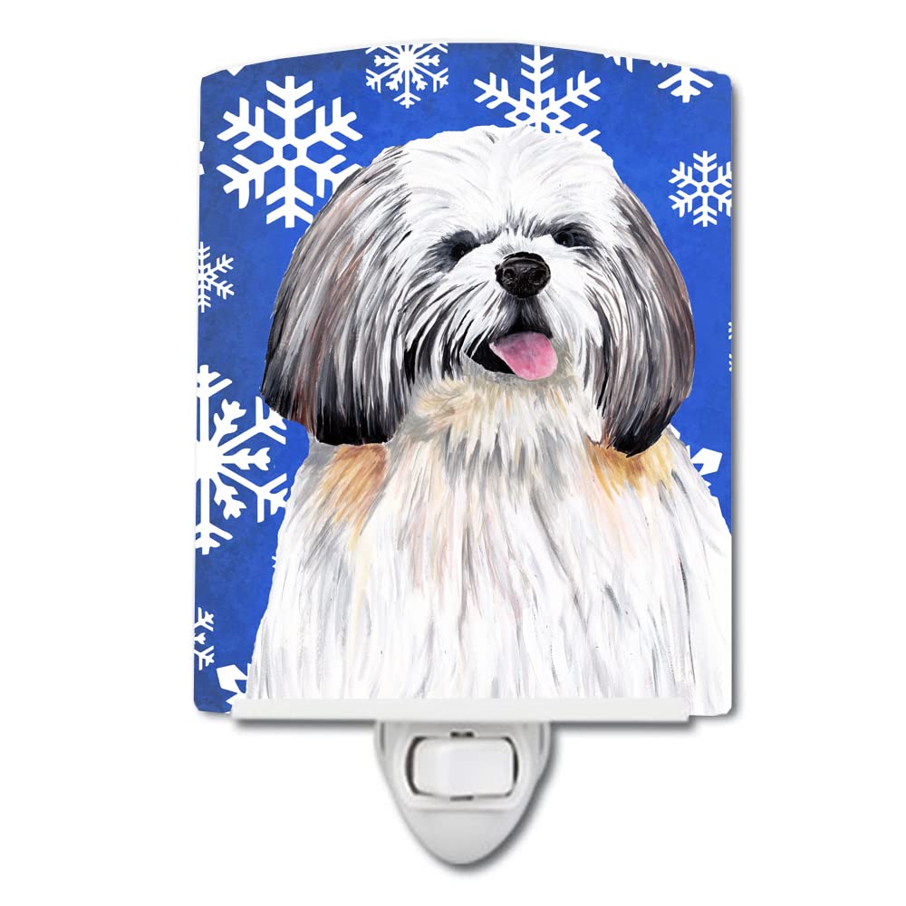 Carolines Treasures Night Light, Ceramic, Shih Tzu Winter Snowflakes, 6x4x3in, Multicolor, Model SC9383CNL