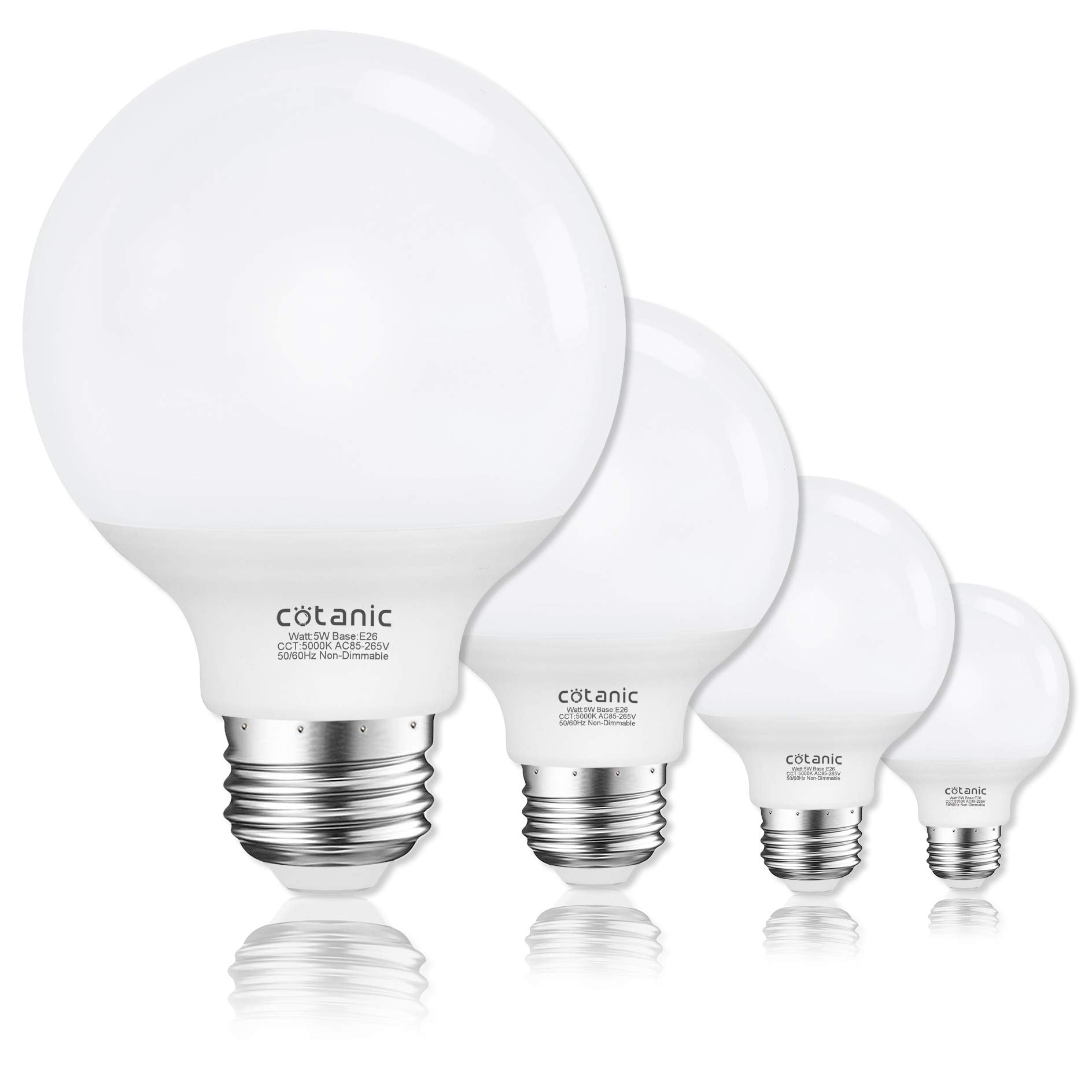 Cotanic Vanity Light Bulb 5000K Daylight,G25 LED Globe Light Bulbs for Bathroom Vanity Mirror, E26 Medium Base,5W 60W Incandesce
