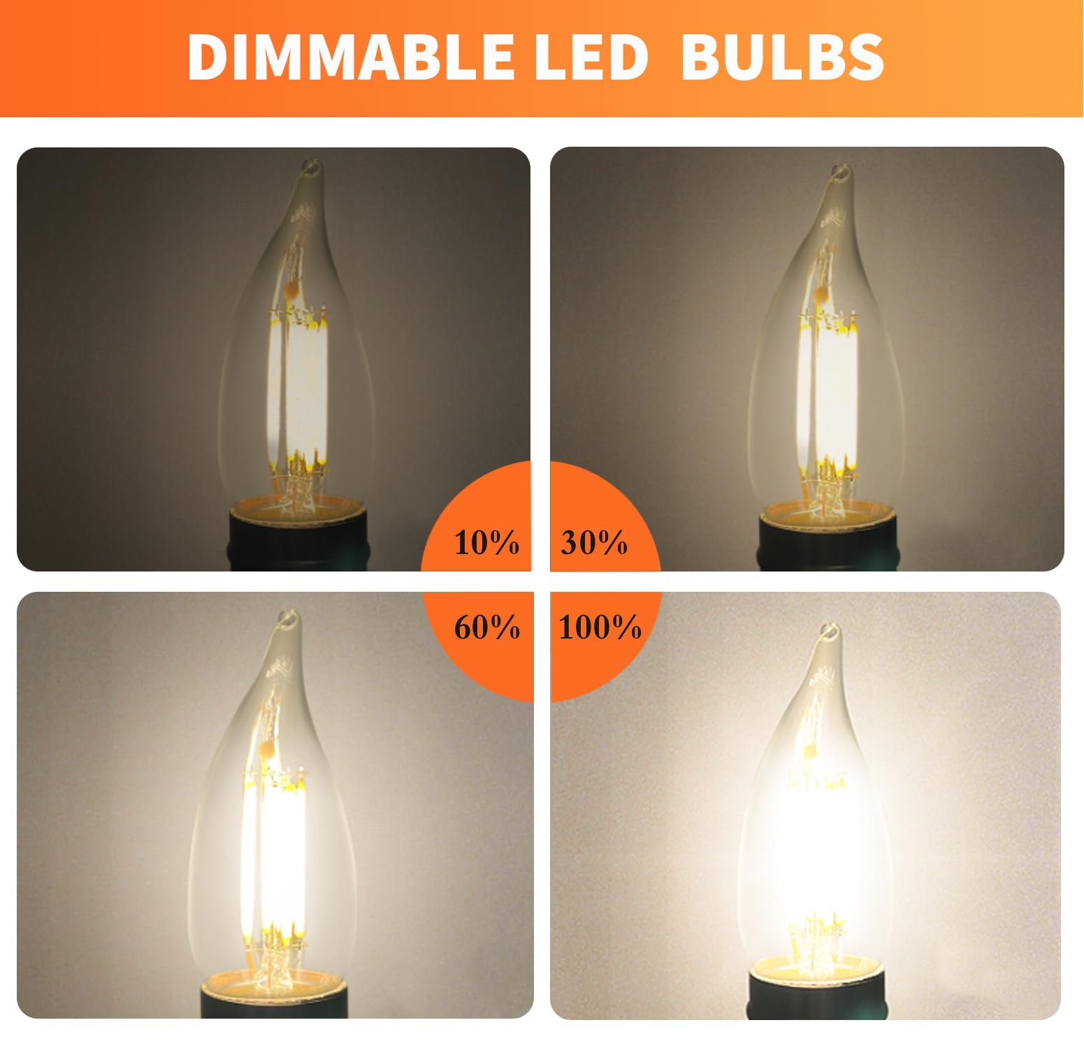 Alampever Dimmable 6-Pack Ca11 Candelabra Led Light Bulb, 4.5W (60W Equivlant) Led Chandelier Light Bulb, E26 Medium Base, 2700K