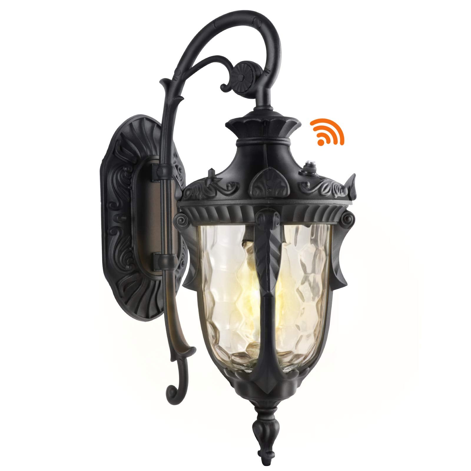 PARTPHONER Dusk to Dawn Outdoor Wall Light Fixture, Waterproof, Aluminum, Black, Model PA1243