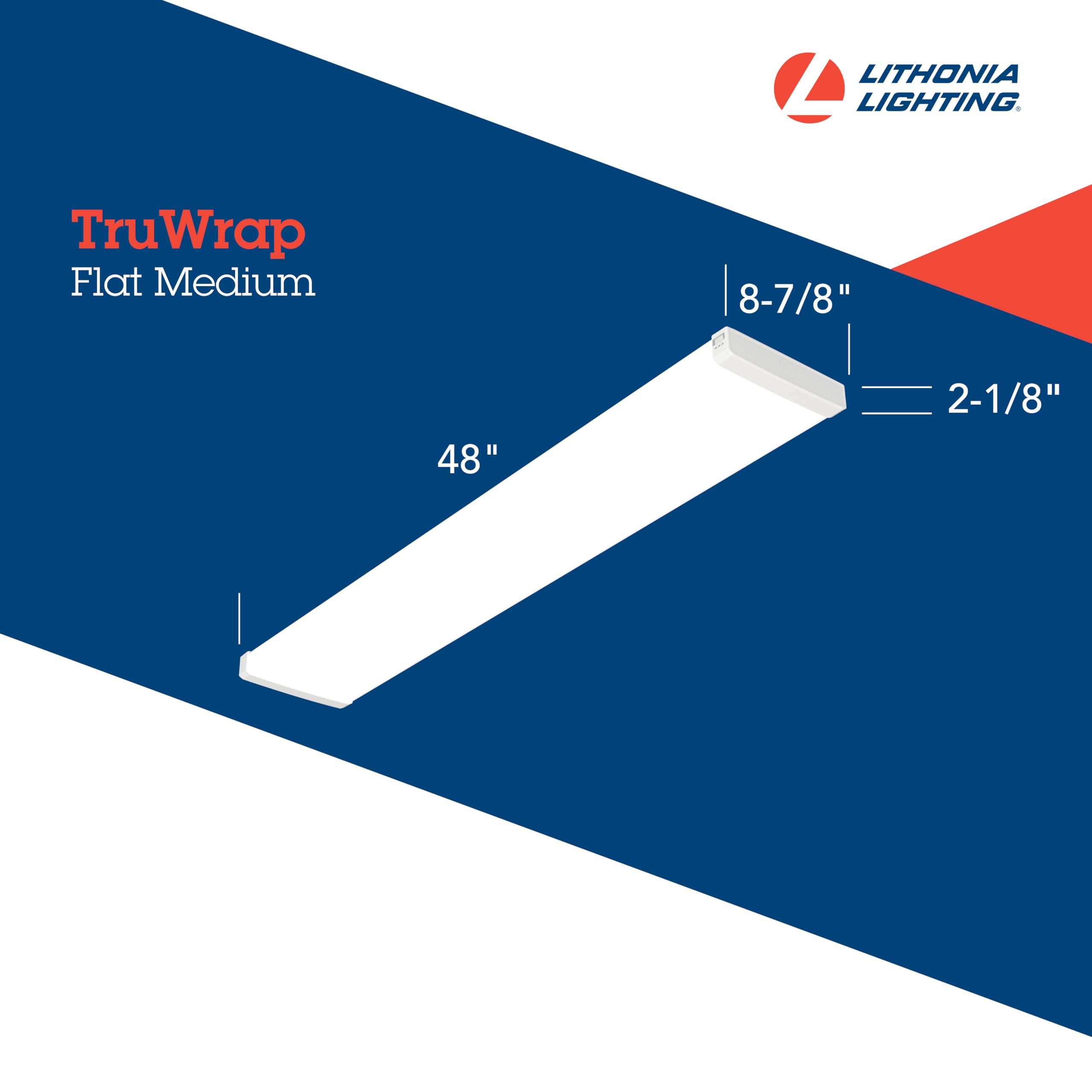 Lithonia Lighting Truwrap 4 Foot Led Ceiling Light Fixture  Low-Profile Wraparound Led Shop Light  Adjustable Lumens  Selectable Warm White/Cool White/Daylight Color  Flat Diffuser  Medium Width