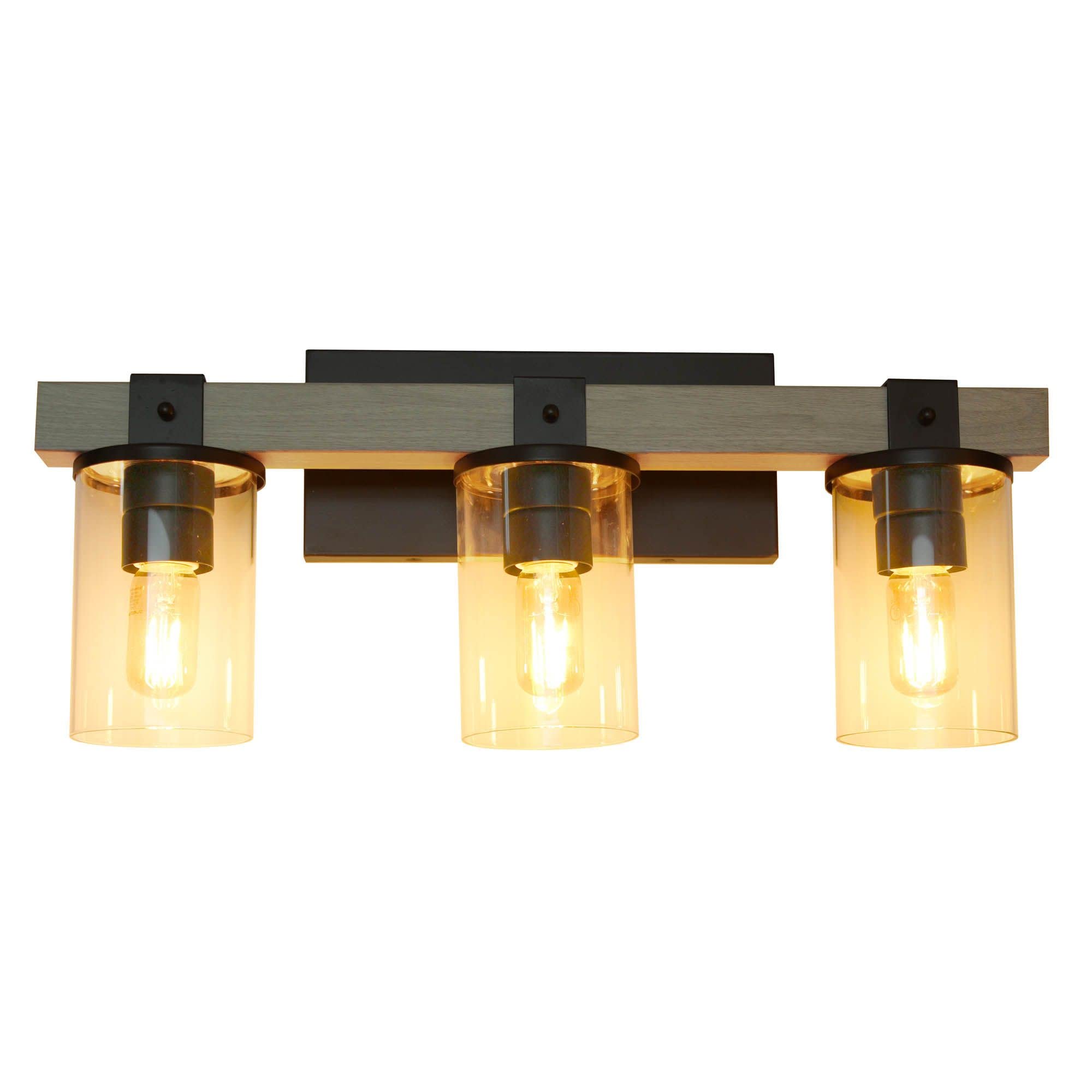Elegant Designs VT1009-GRY 3 Light Bath Vanity, Gray, Metal, 22.25inL x 9.5inW x 5.5inH, Industrial Rustic Lantern