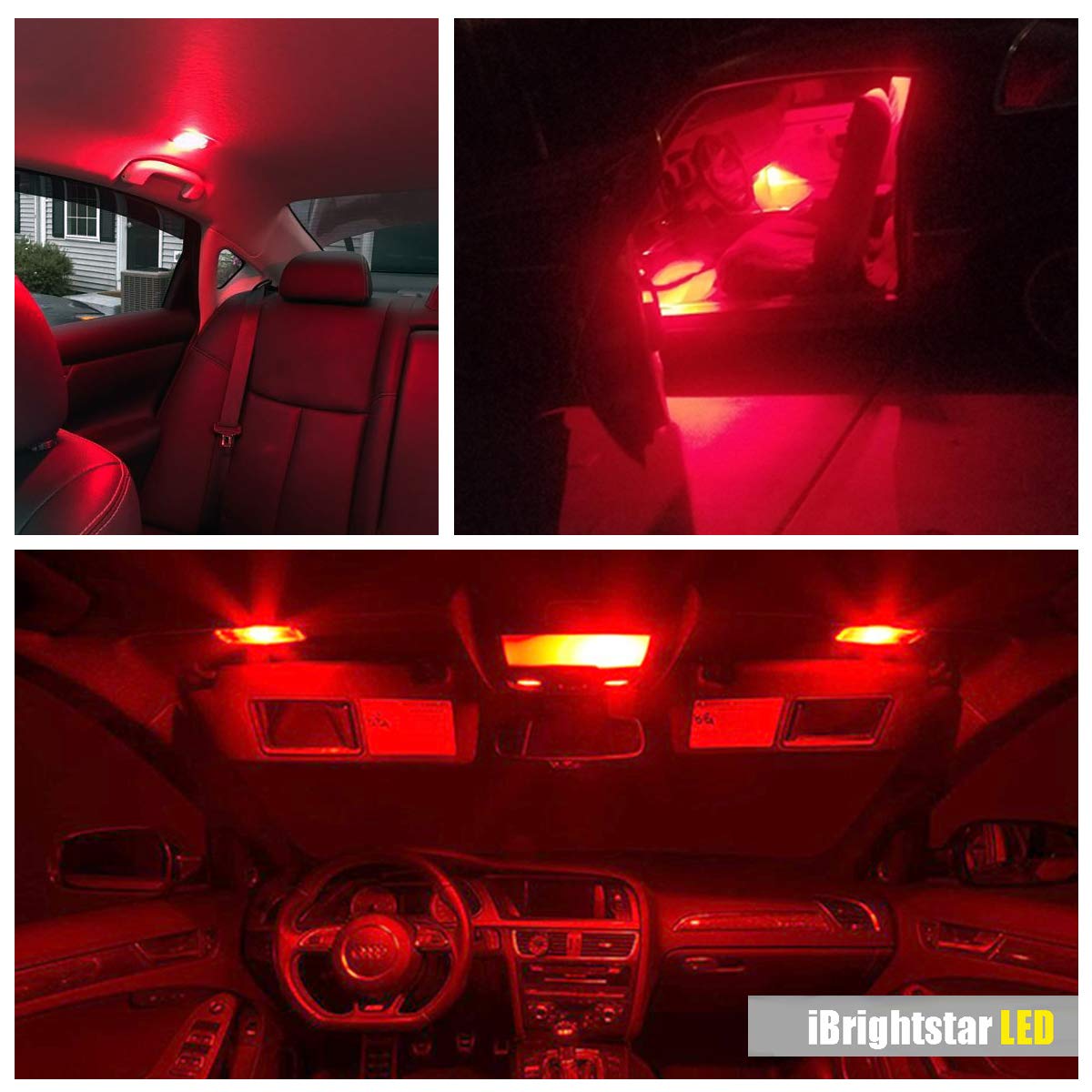 iBrightstar T10 LED Bulbs for Car Interior - Extremely Bright, Red, Aluminum, Wedge, Dome, Map, Door, Courtesy, License Plate