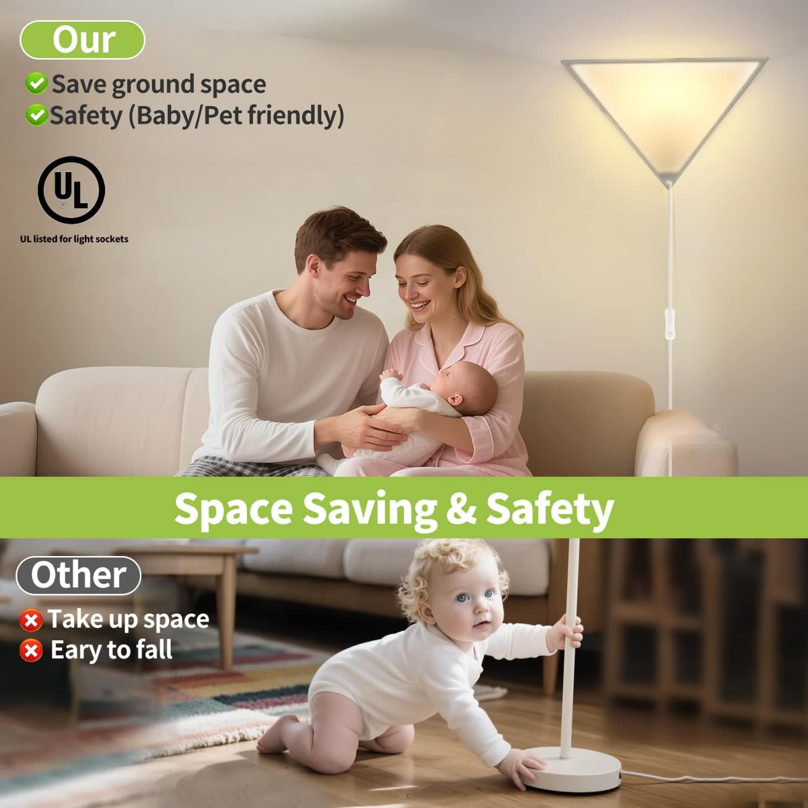 haultop Linen Corner Light, Eco-Friendly Ceiling Lamp, 2 Pack, Fabric, Model: Corner Light, Plug-in for Living Room & Bedroom