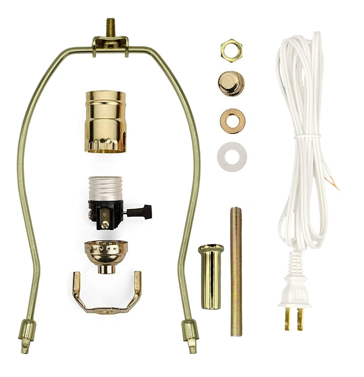 Creative Hobbies Make-A-Lamp Kit ML3-12S, Complete Lamp Parts with Instructions, Gold, Metal