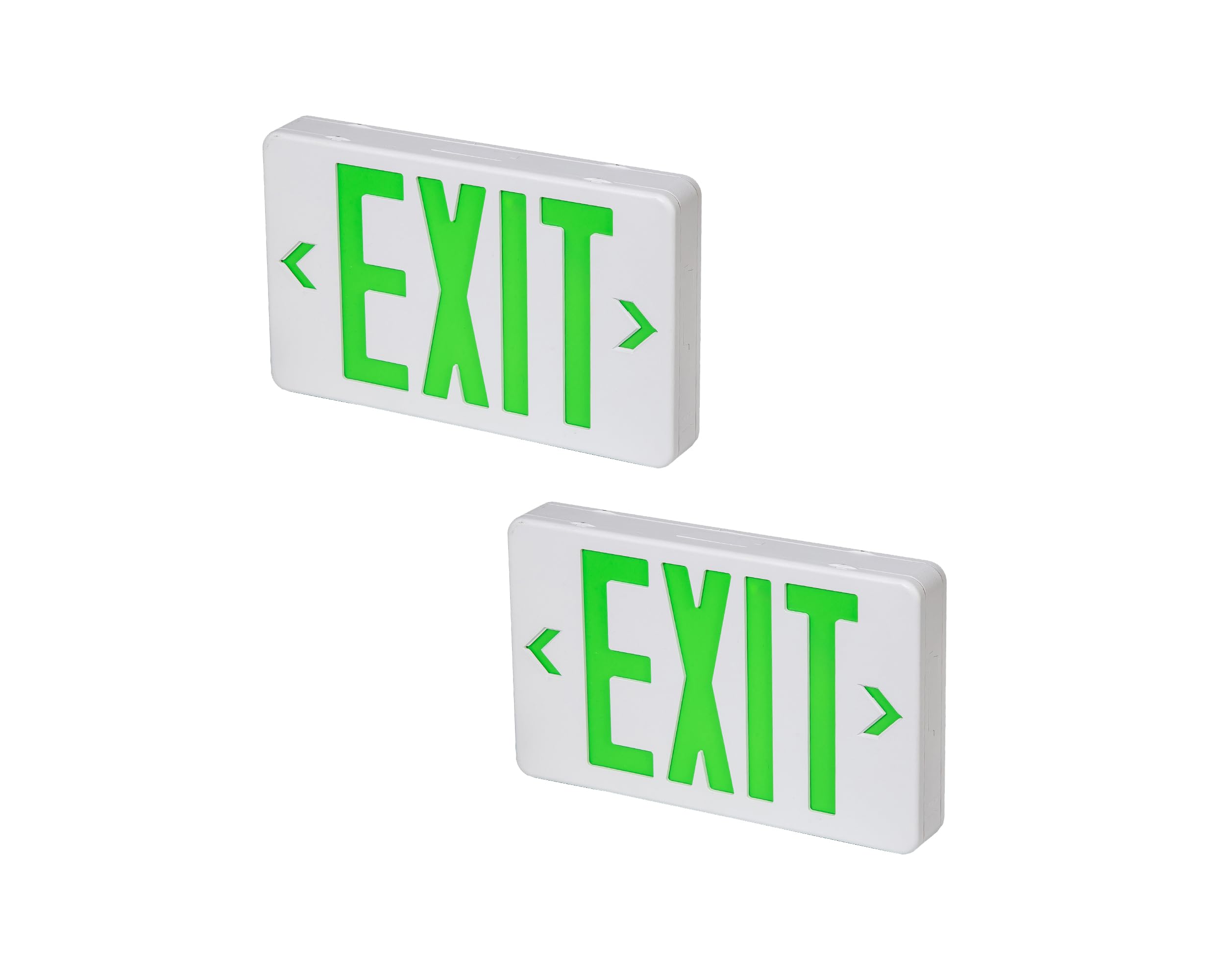 GZRUIYANG LED Emergency Exit Light with Battery Backup, UL Listed, 2 Pack, White Housing Green Letter, Model RY-EX01-WH-GE-2