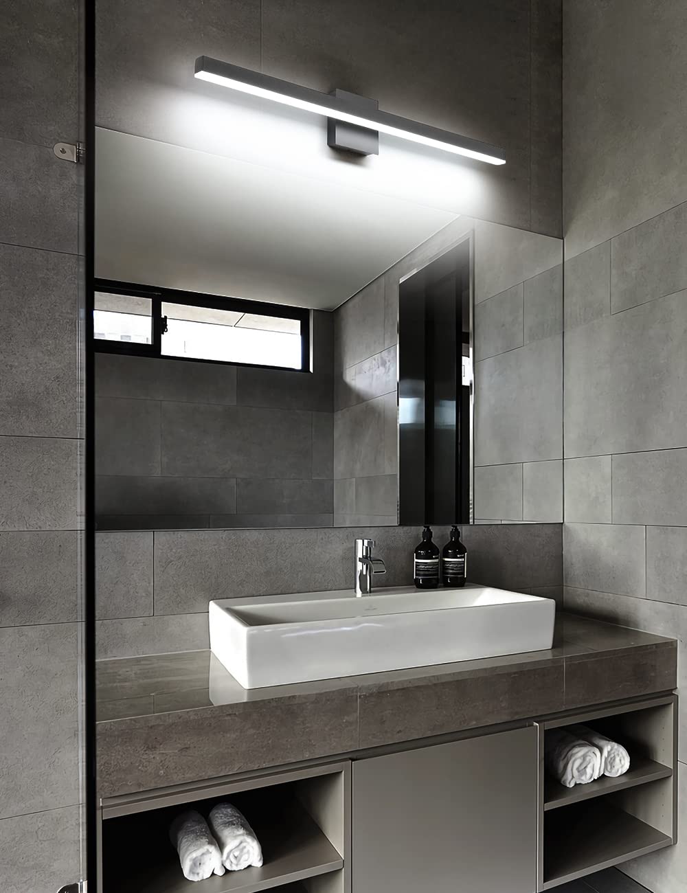 Joossnwell Black Vanity Light Fixtures, Industrial Aluminum LED Sconce, 35.4 inch, 22W, 6000K, Model 7560