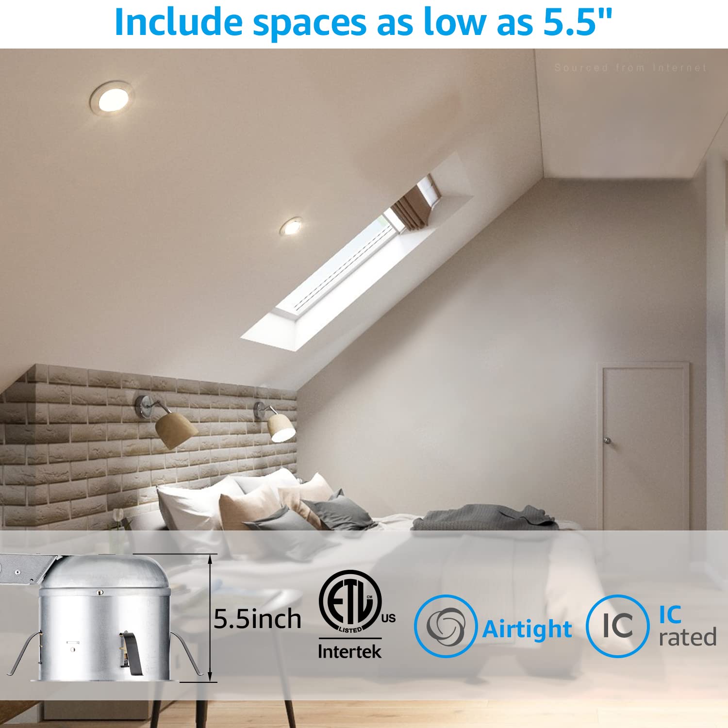 TORCHSTAR 6 Inch Remodel Recessed Lighting Housing, 8 Pack, Shallow IC Rated, Damp Location, ETL Listed, Silver, Model 49387
