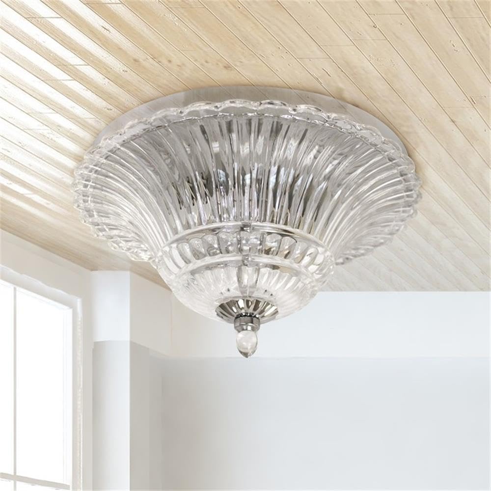 LALIA HOME Blossom 2 Light Glass Ceiling Flush Mount, 14x14x7.75 in, Chrome, Model LHM-2002-CH