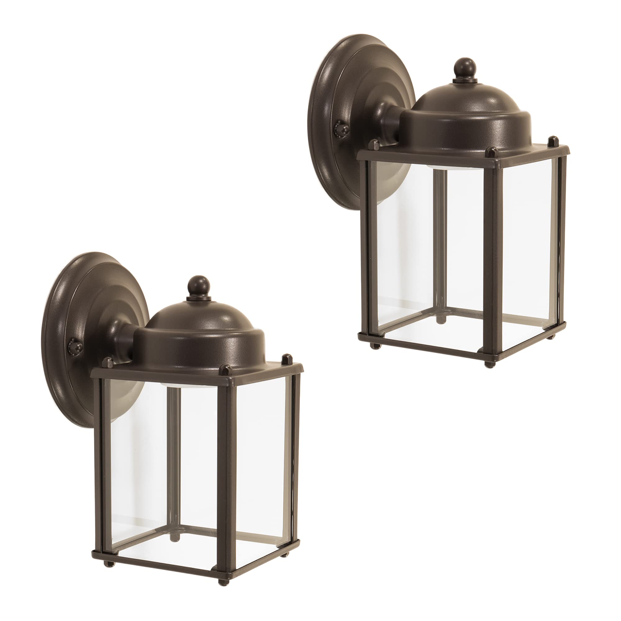 Coramdeo Outdoor Farmhouse Square Coach Light For Porch  Patio  Deck  Barn  Wet Location  Standard Medium Base Socket  Durable Rustic Bronze Finish & Seedy Glass