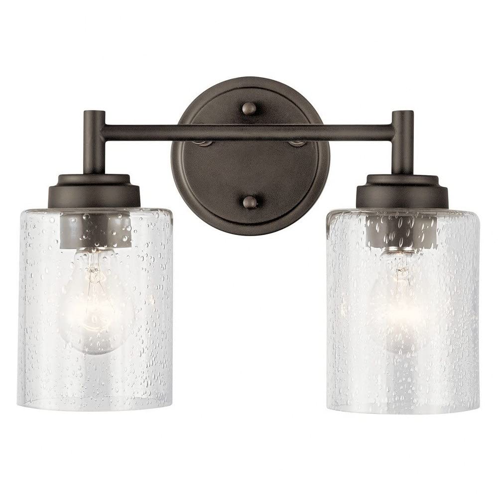 Kichler 45885Bk Winslow Vanity, 2-Light 150 Total Watts, Black, 12.75''