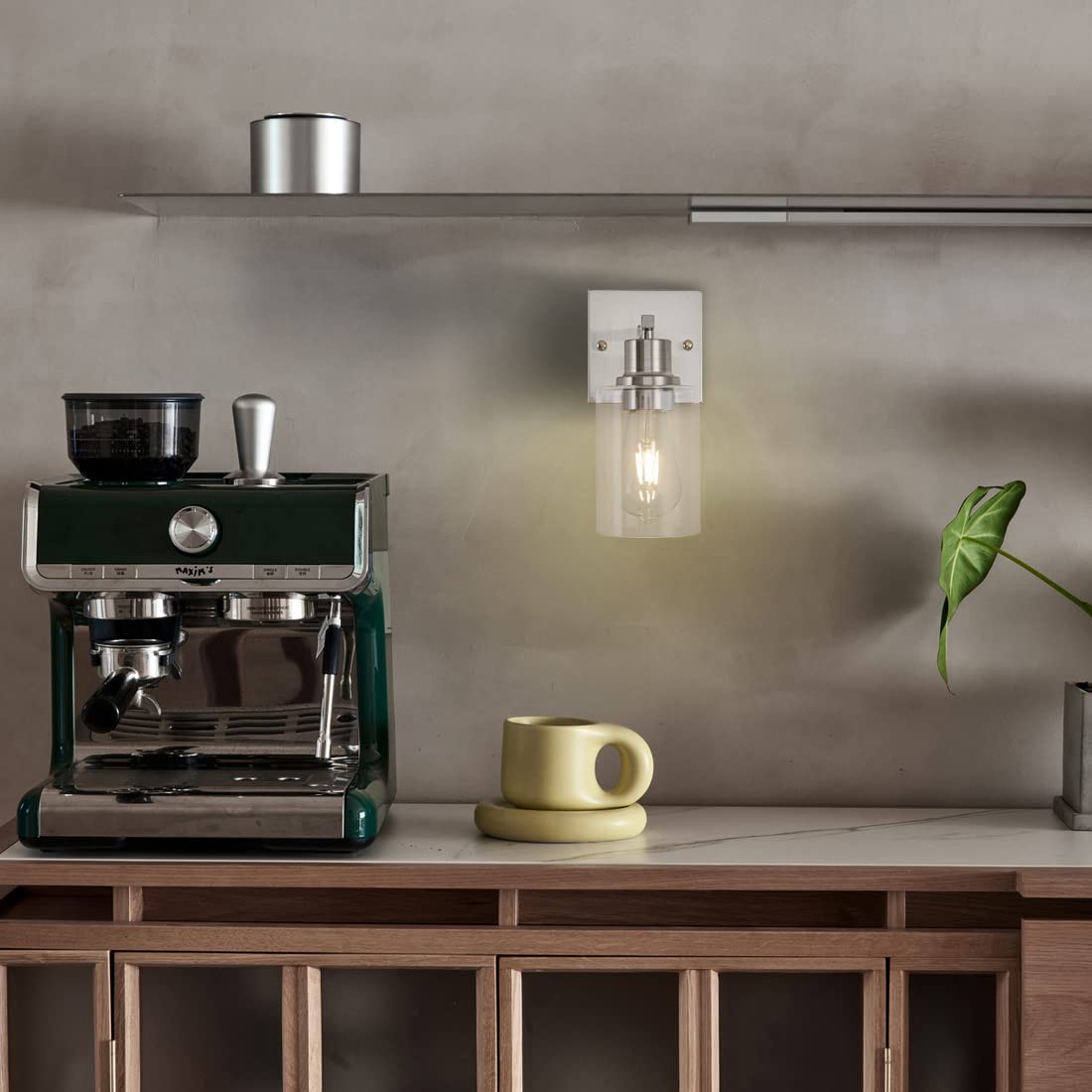 Filimitiy 1-Light Bathroom Light Fixtures, Brushed Nickel Vanity Light With Clear Glass Shade, Modern Wall Sconce For Mirror Bed