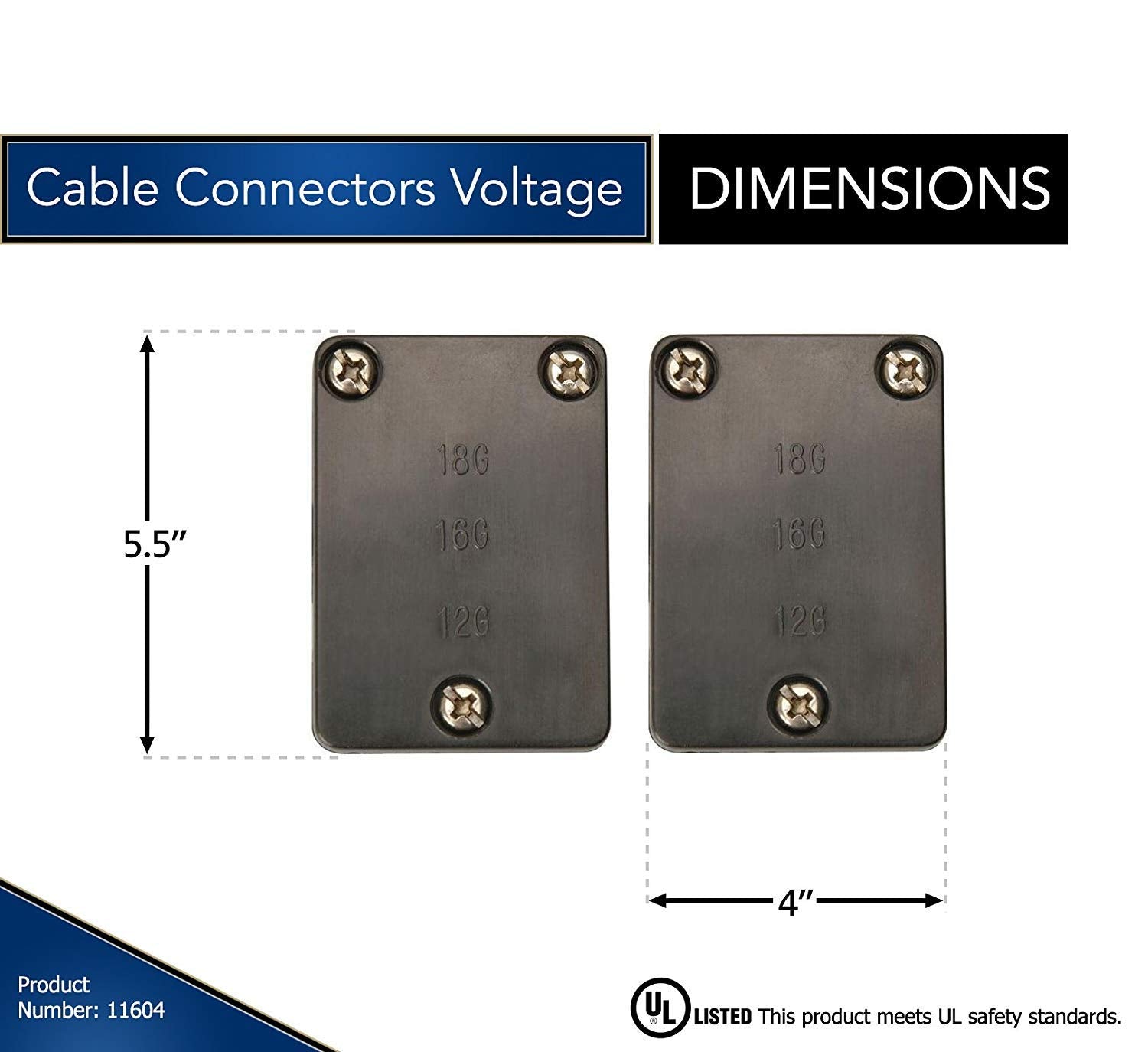 Moonrays 11604 Cable Connectors For Low Voltage Landscape Lighting; 2-Connectors ; Black