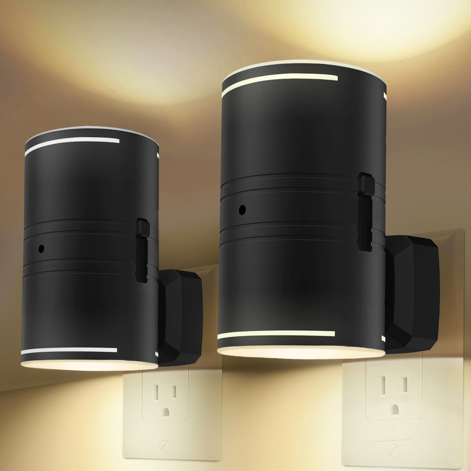 Aurste Led Night Light Plug In, Modern Night Lights Plug Into Wall, Dusk To Dawn Sensor, Soft White 3000K, 0-140Lm Adjustable Brightness, Dimmable Night Lights For Hallway Bedroom Stairway, 2 Pack
