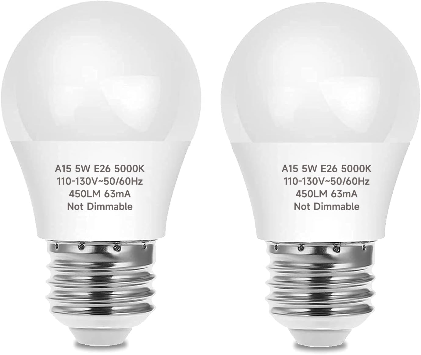 LEDERA LED Refrigerator Light Bulb, 5W Daylight 5000K, E26 Medium Base, Waterproof, 2 Count