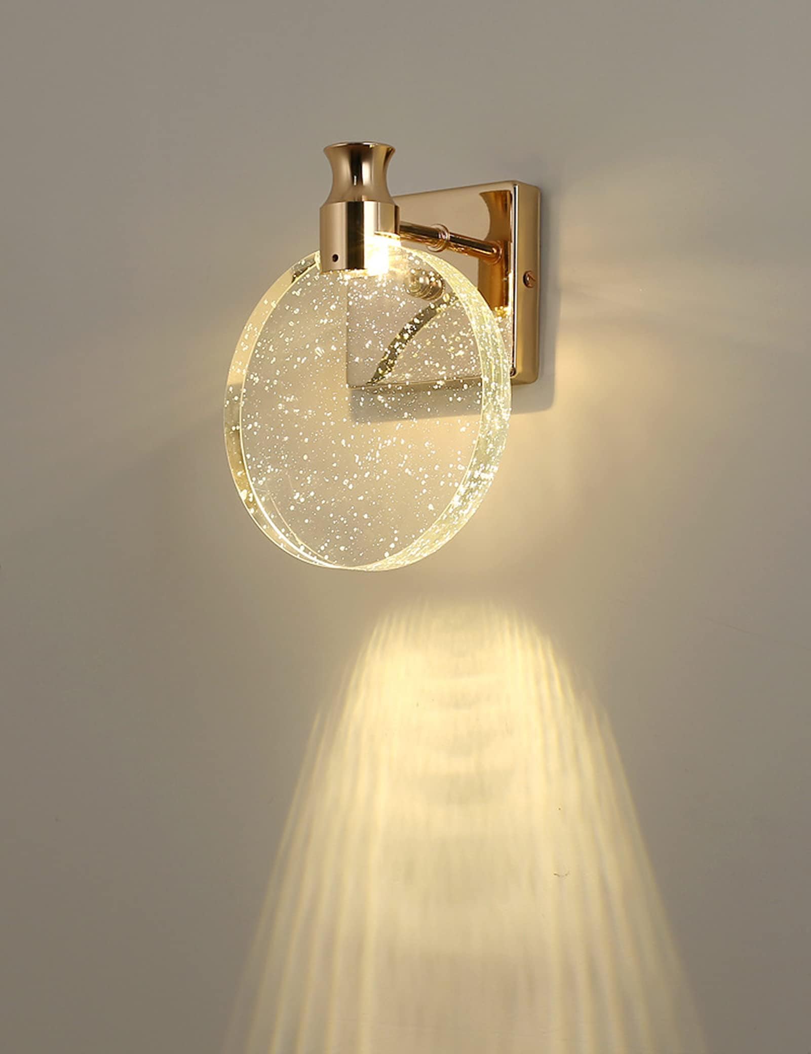 Aomesinc Crystal Wall Sconce Nordic Style LED Wall Lamps Simple Creative Lights for Living Room Bedroom Bedside Dresser Bathroom Corridor(A Golden Large)