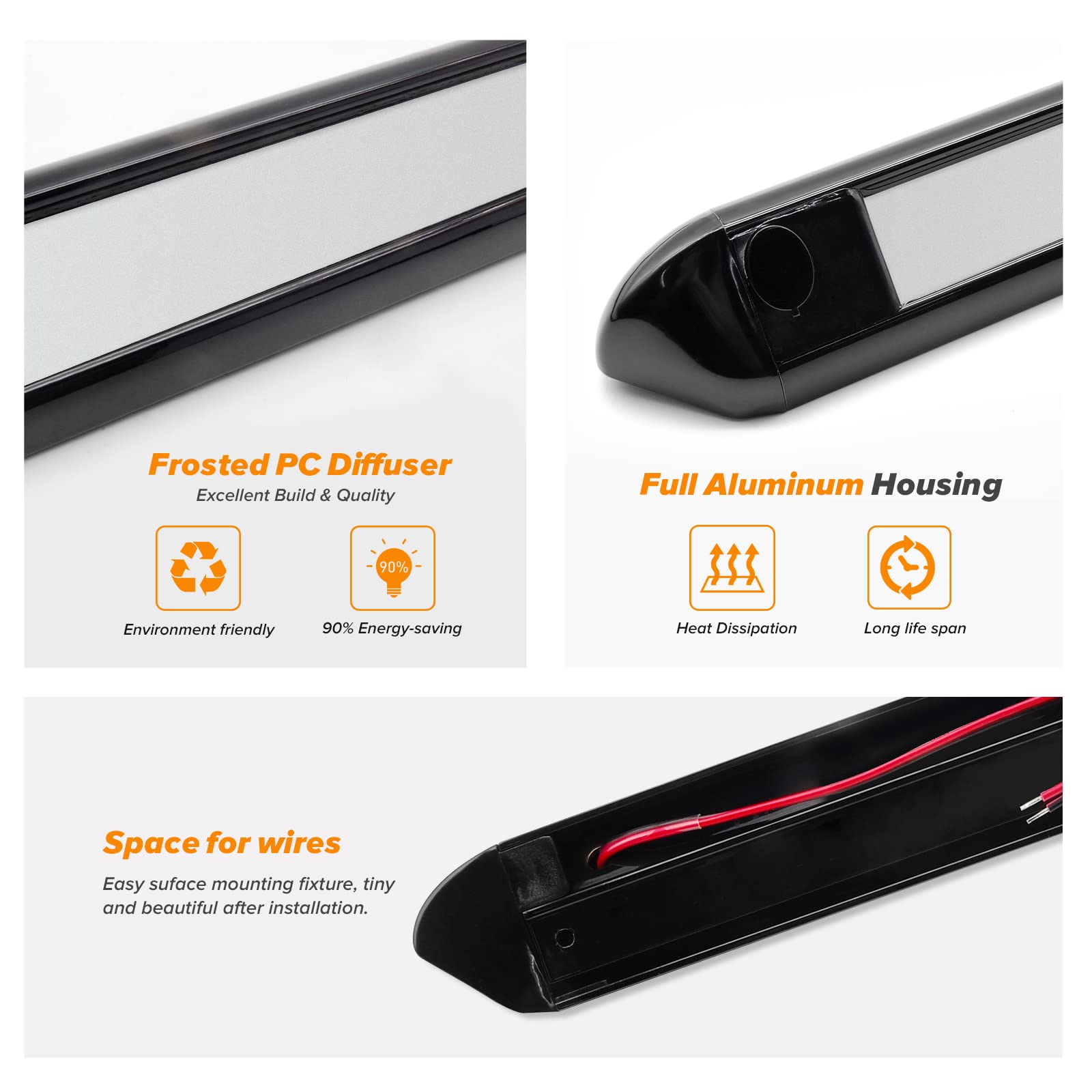 Dream Lighting RV Exterior Awning Light Fixture 12V LED Waterproof 9.84 Inch Amber Light Black Shell Model 1754f578