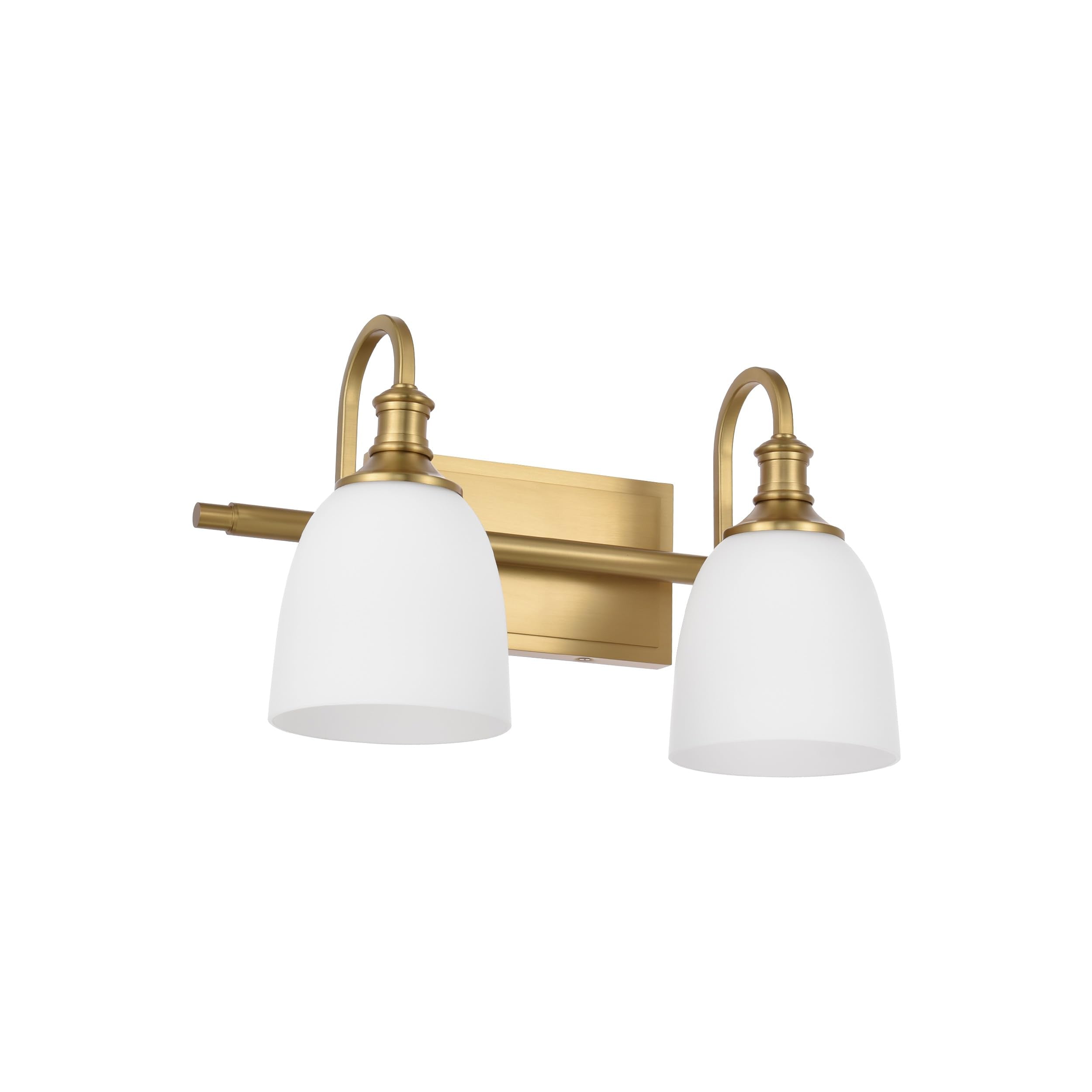 Hanaloa Vintage Aged Brass 2-Light Bathroom Vanity Light Fixture with Opal Glass Shade, Model VA0049-2-AGB