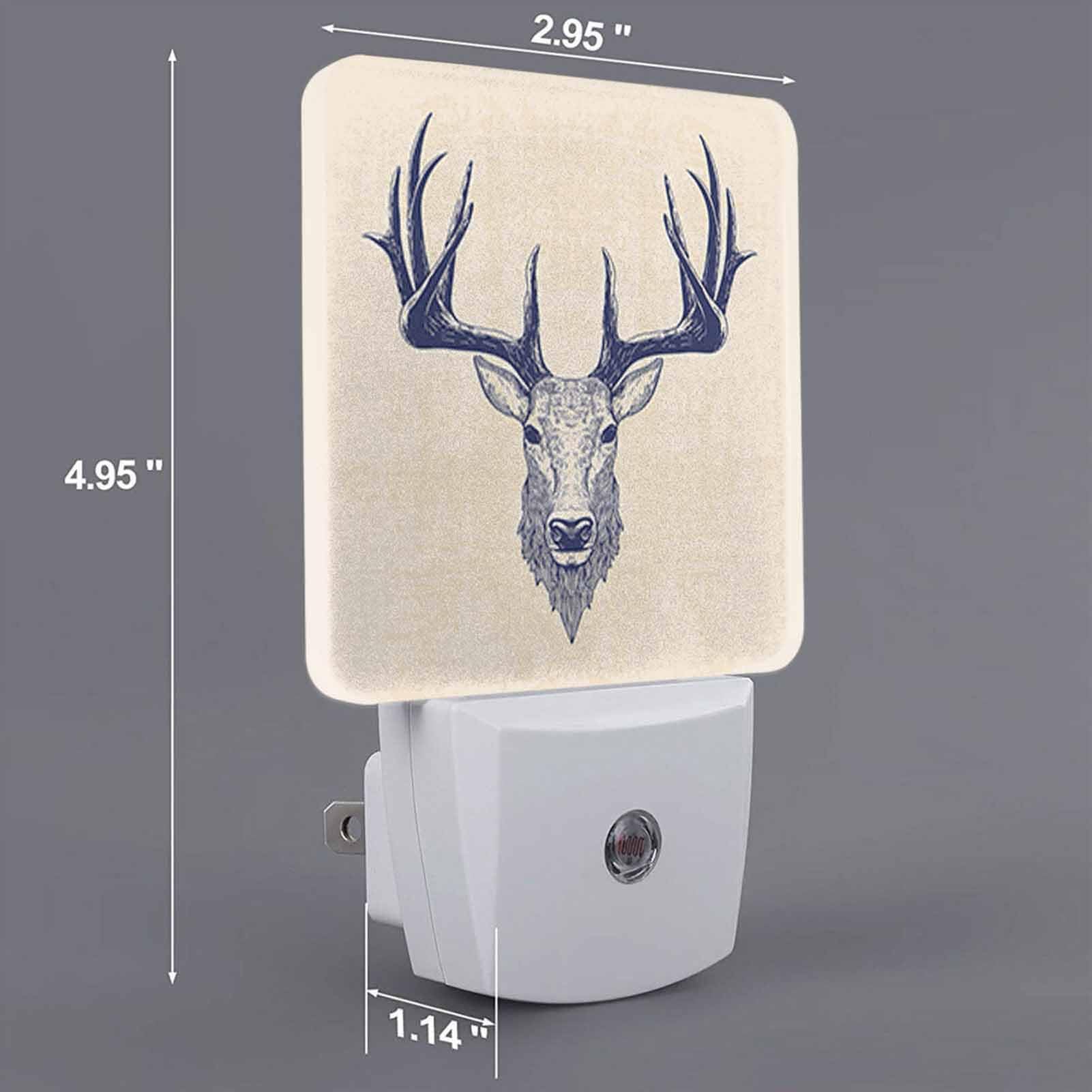 Chrobak LED Night Light - Cartoon Deer Head Design, Energy Efficient, Dusk to Dawn Sensor, White, Model WML-Night-Light-231023-126