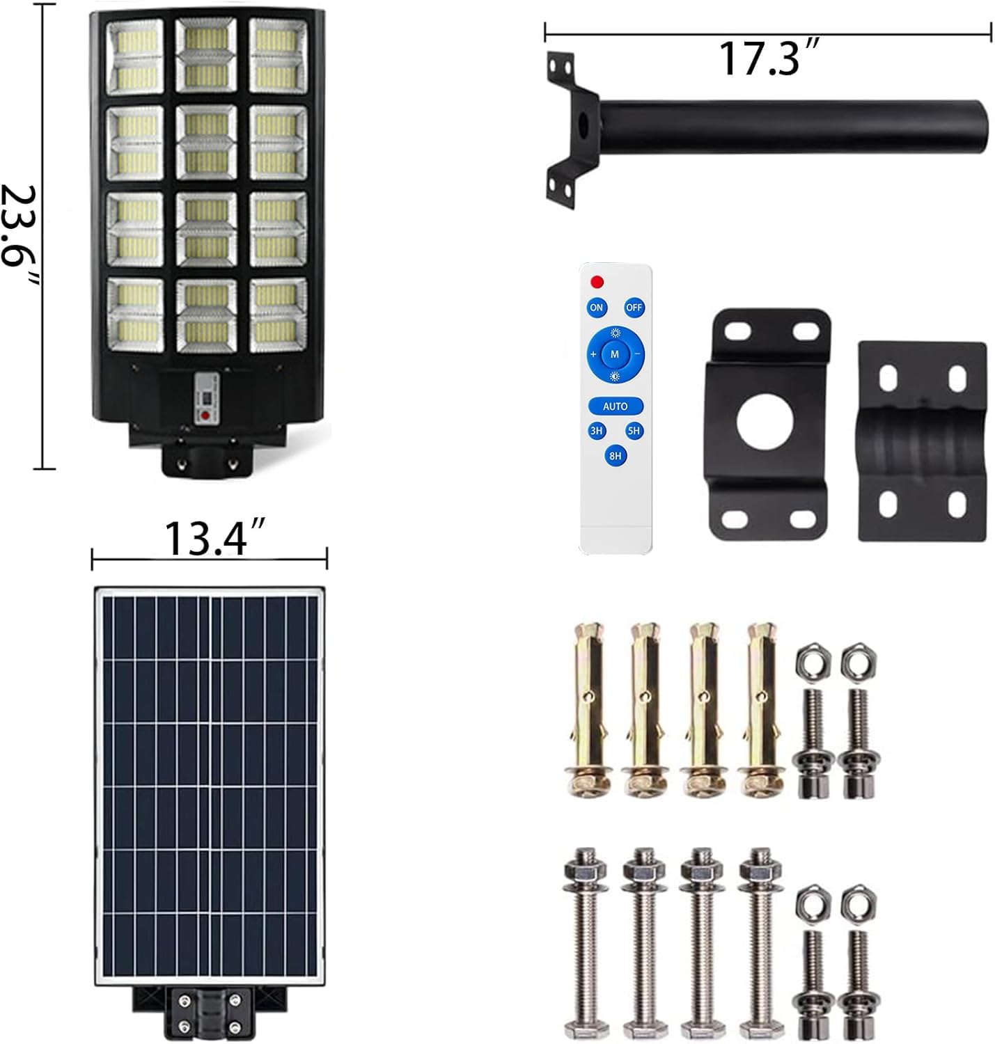 Qoeudd 2 Pack Solar Street Lights, 12000W Ip66 Waterproof, 600000Lm Dusk To Dawn Flood Light For Garden, Courtyard, Yard