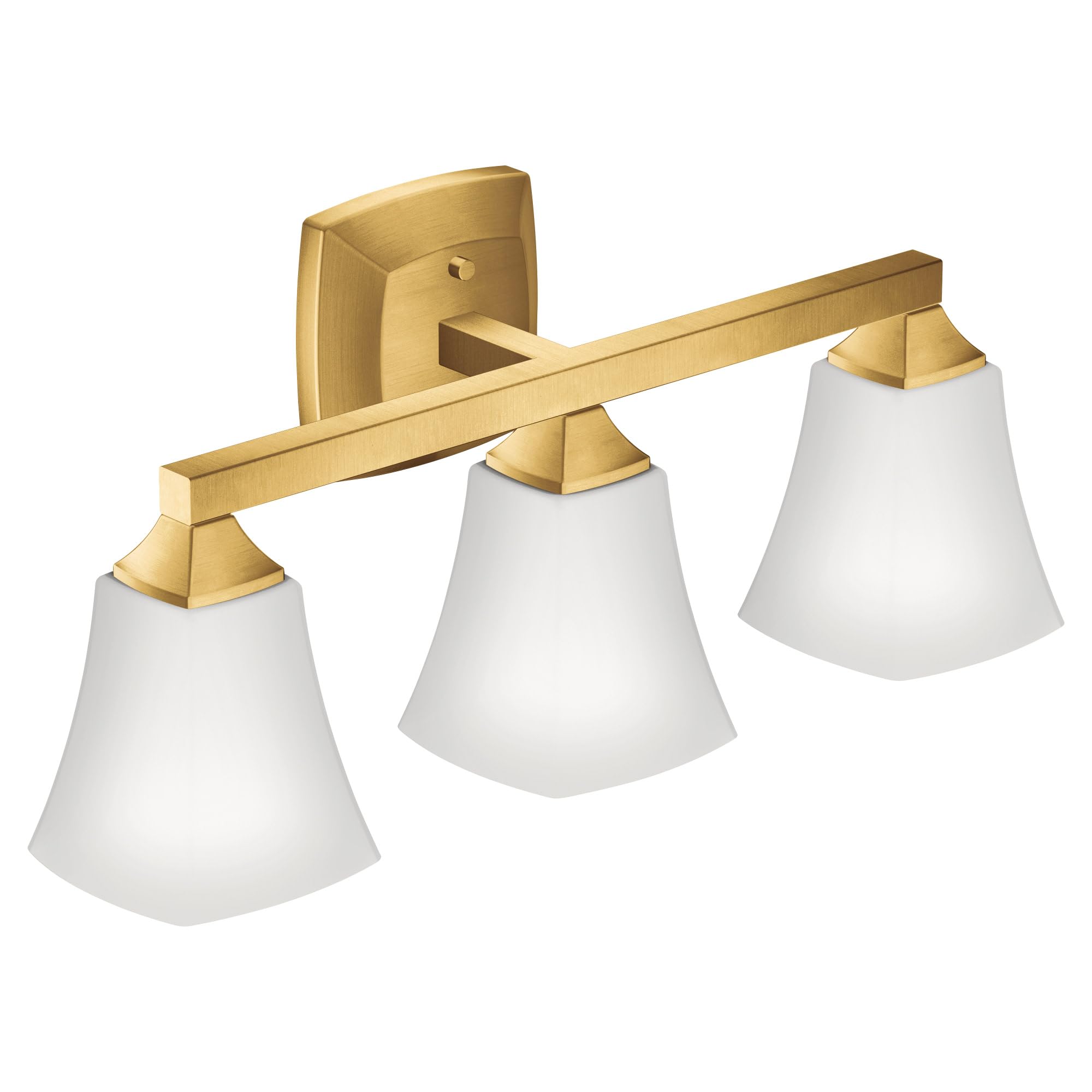 Moen Voss 3-Light Dual-Mount Bath Vanity Fixture, Frosted Glass, Brushed Gold, Model YB5163BG
