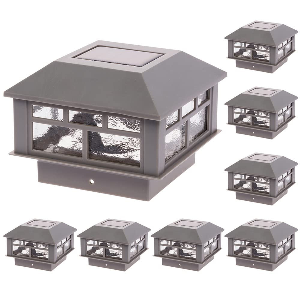 GreenLighting Modern Solar Post Cap Lights Fits 4x4 Wood, 4x4 & 5x5 PCV/Vinyl Outdoor Solar Powered Post Cap Light, Fence Post, 