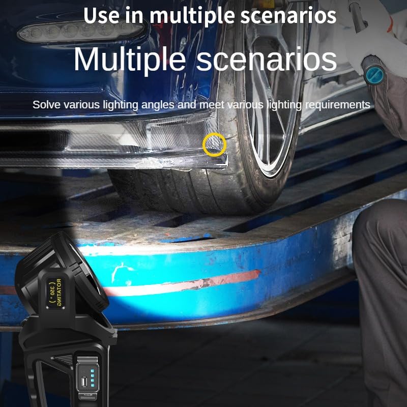 1300000 Lumens Spotlight, Rechargeable Led Spotlight Flashlight With 350 Rotate Head, 9 Modes Super Bright Spot Lights Outdoor H