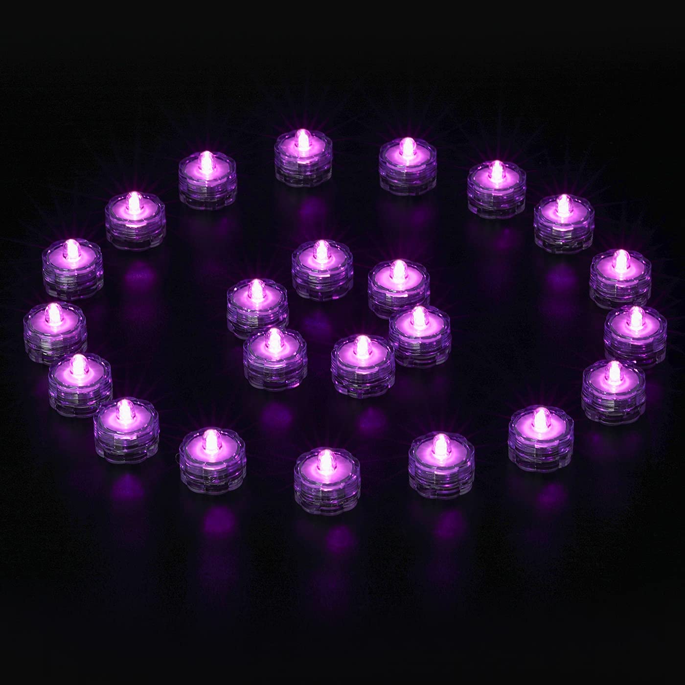 Wellgium Submersible LED Lights, Waterproof Wedding Underwater LED Tea Lights Candles for Centerpieces/Party/Christmas Set of 24