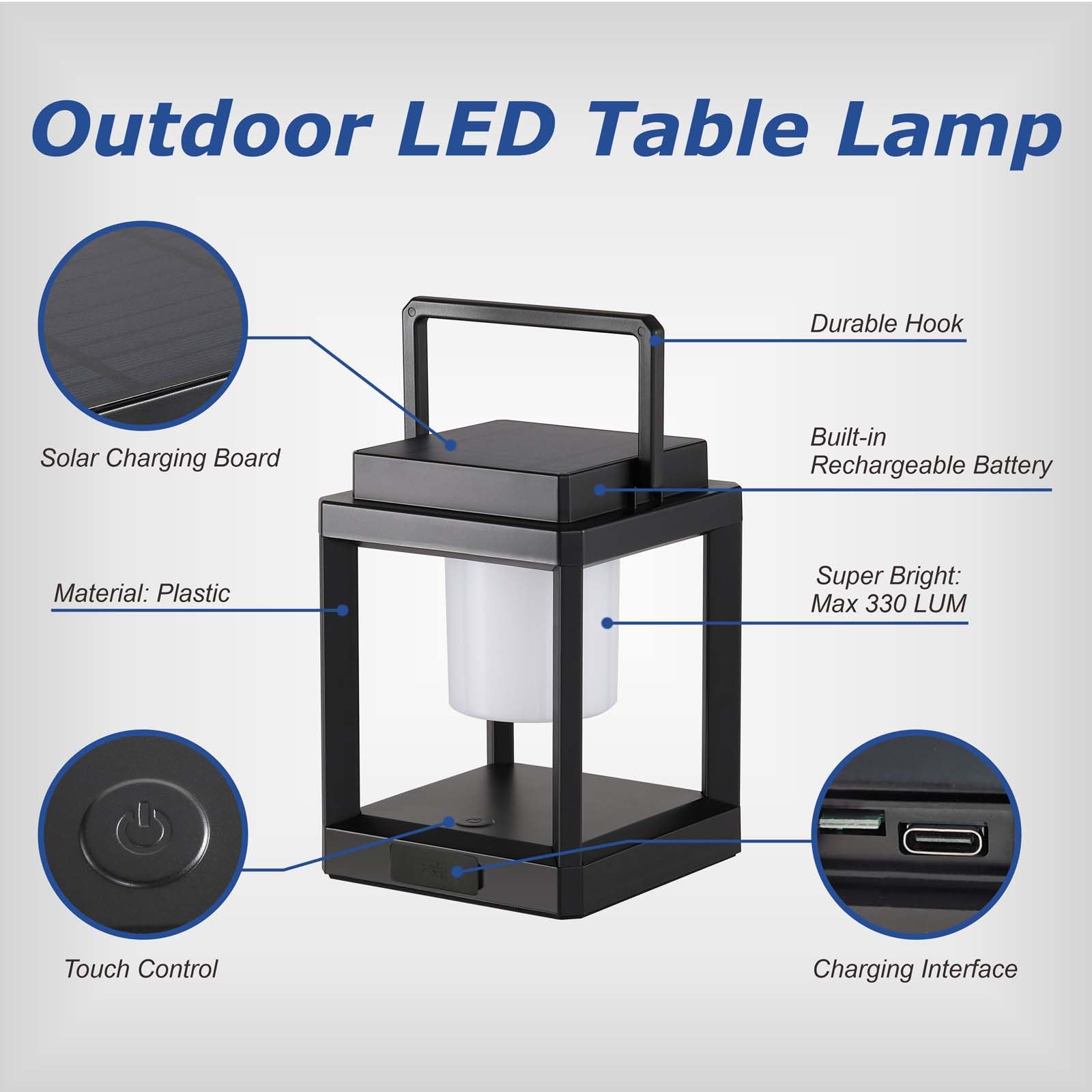 Ridalux Solar Lantern Outdoor Table Lamp - Portable Waterproof Led Lights For Patio & Camping