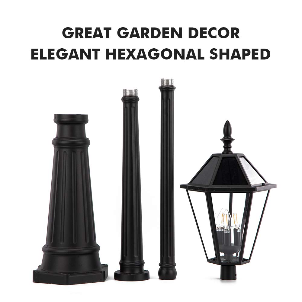 LUTEC LED Post Solar Light - Vintage Aluminium & Glass Outdoor Street Light for Lawn, Patio, Yard - Model 12513LE4-SL
