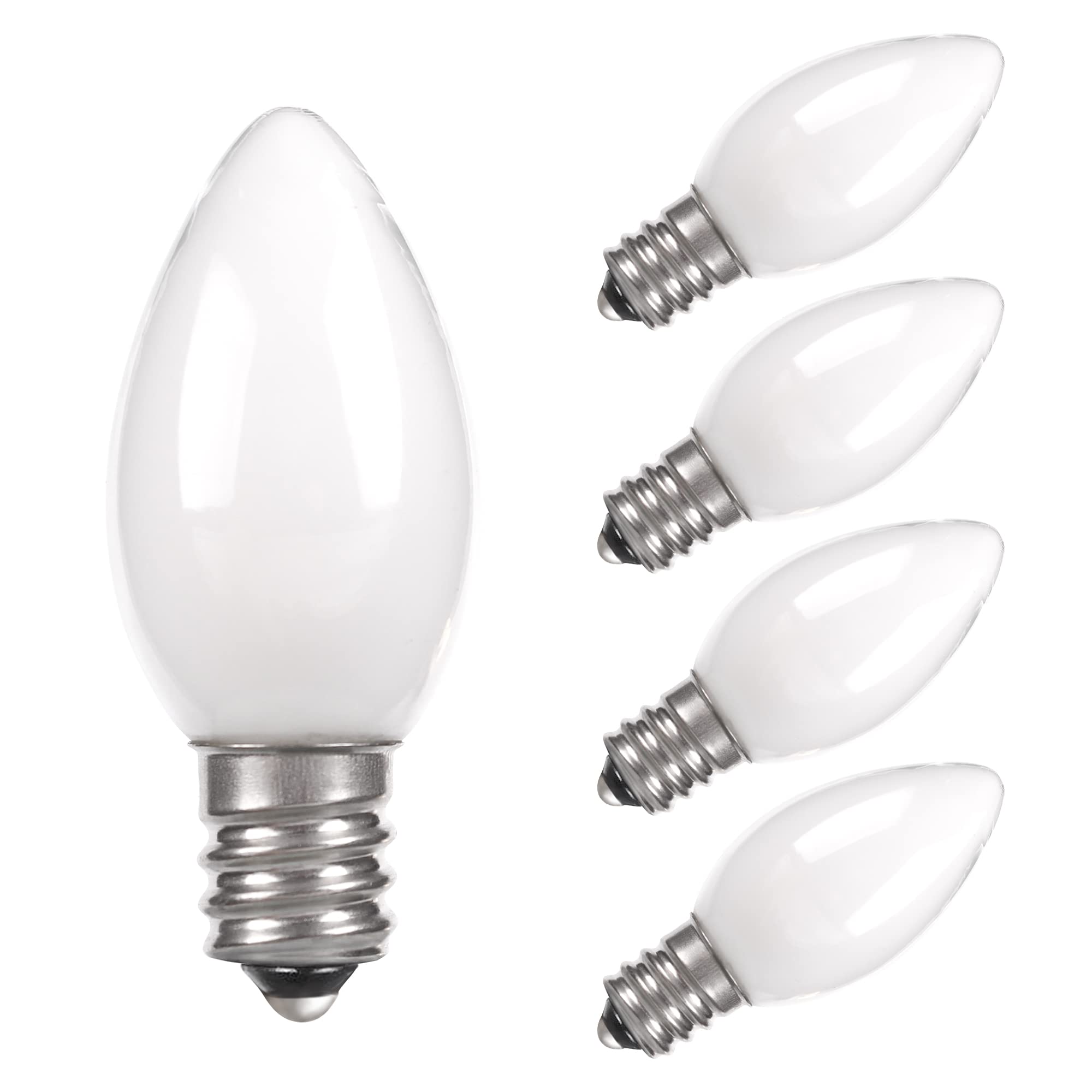 Sphoon C7 LED Light Bulbs - 0.6W Equivalent, Warm White 2700K, Milky White Glass, 5 Pack