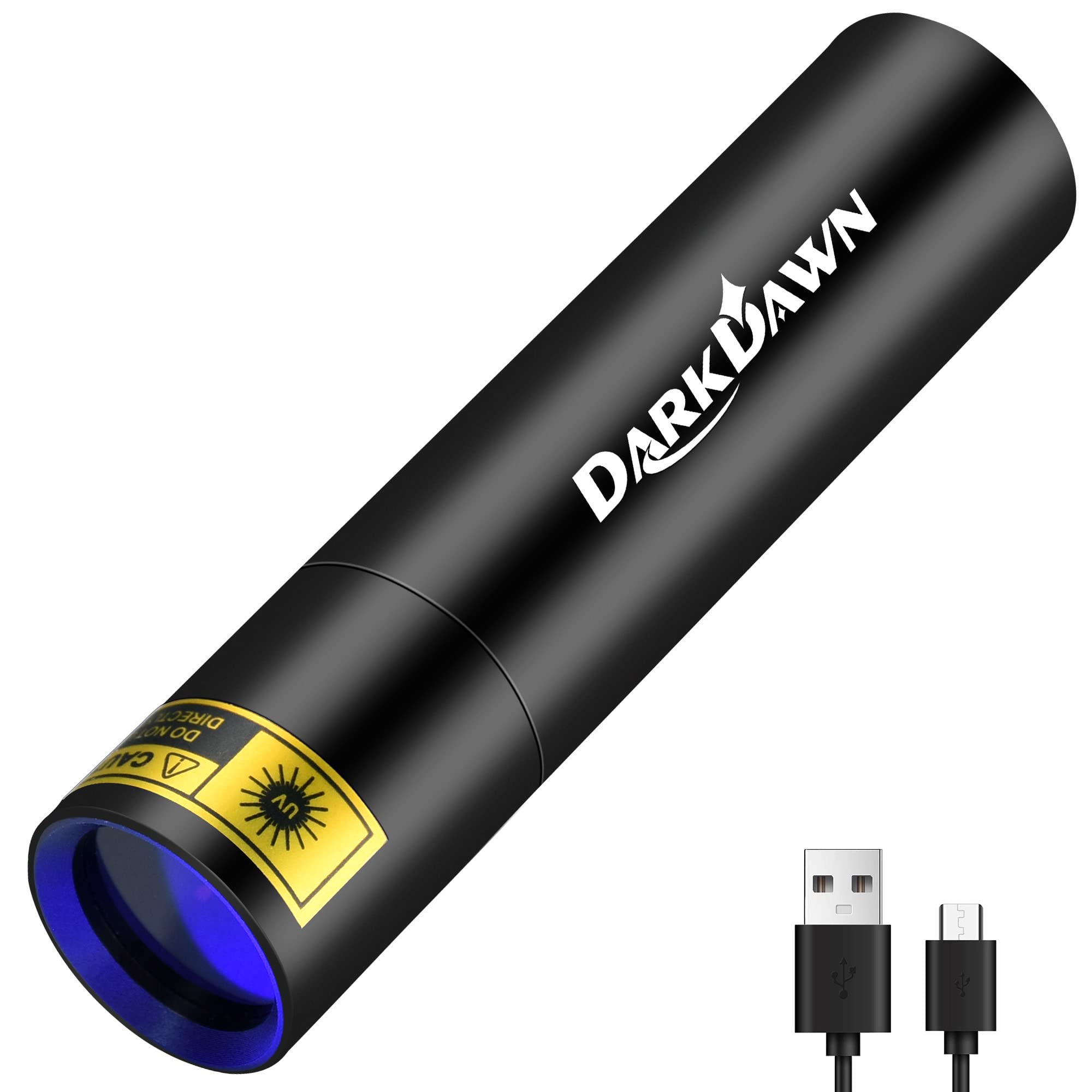 DARKDAWN UV Mini Flashlight 365nm USB Rechargeable Portable LED Blacklight V4-UV Filtered 1-Pack