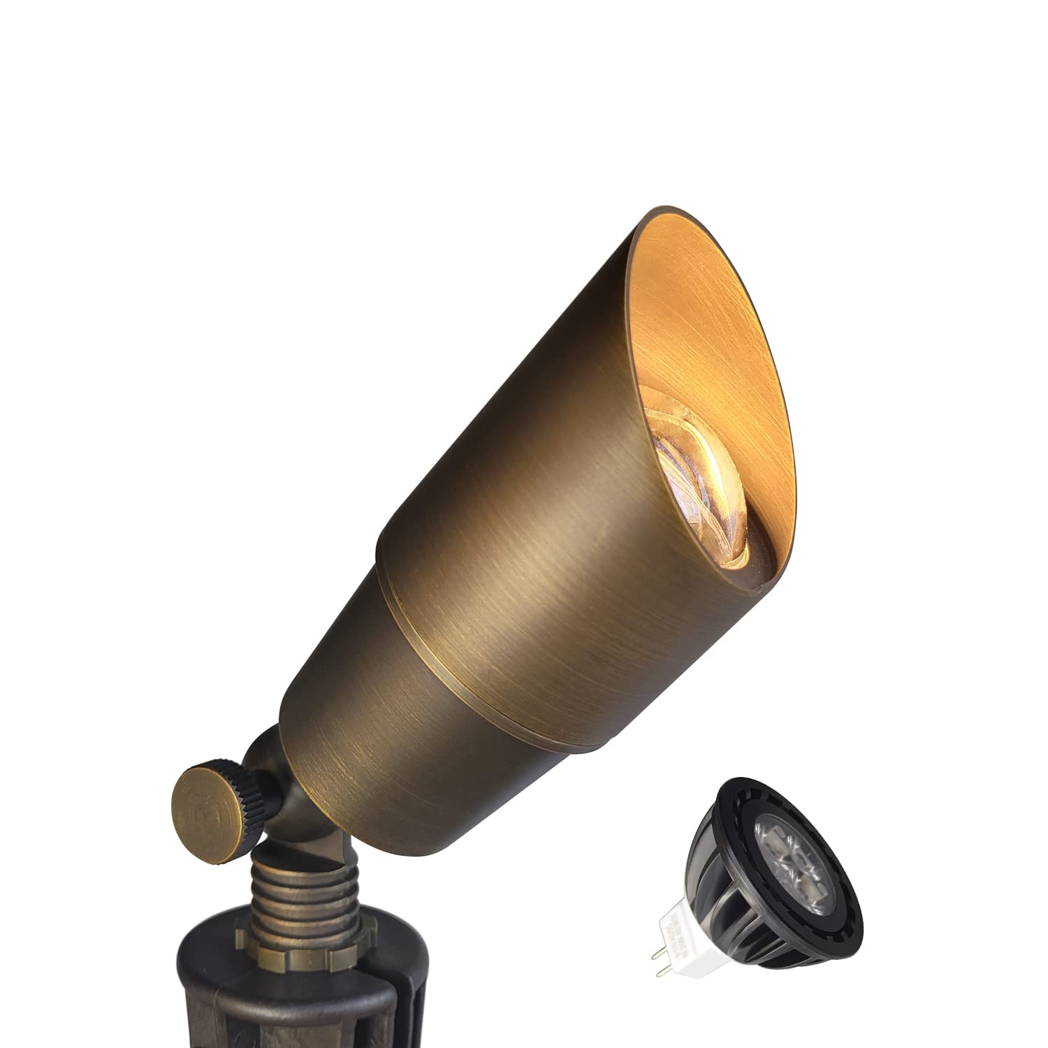 Coloer Die-Cast Brass Low Voltage Spotlight 1-Pack With 5W Aluminum Housing Mr16 Led Bulb 2700K 450Lm Cri85+,12V Ac/Dc Outdoor Landscape Lighting, Directional Garden Patio Spot Up Light(101B)