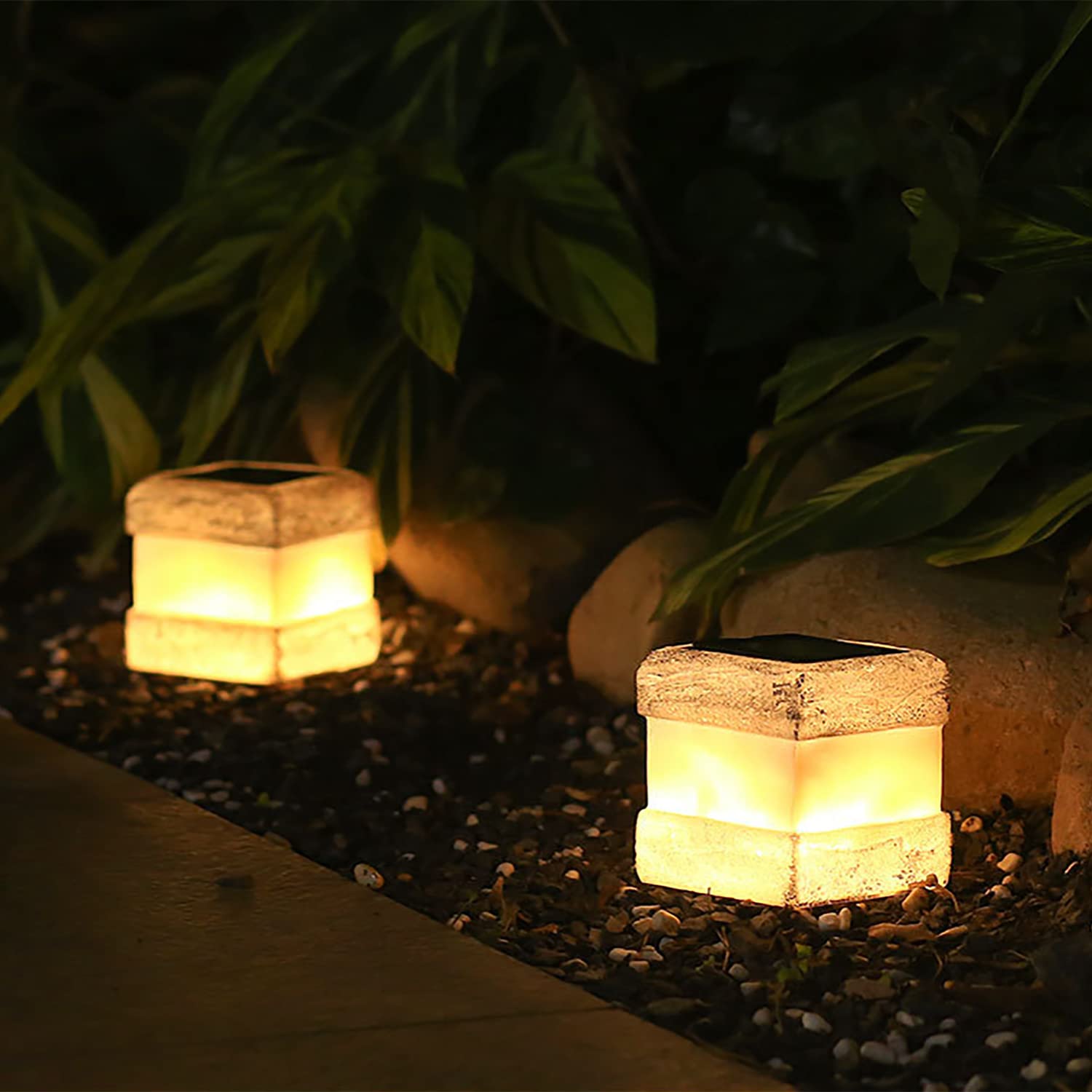 Outable 2 Pack Solar Rock Lights - Waterproof Led Landscape Decor For Garden, Patio, Pathway, Grey
