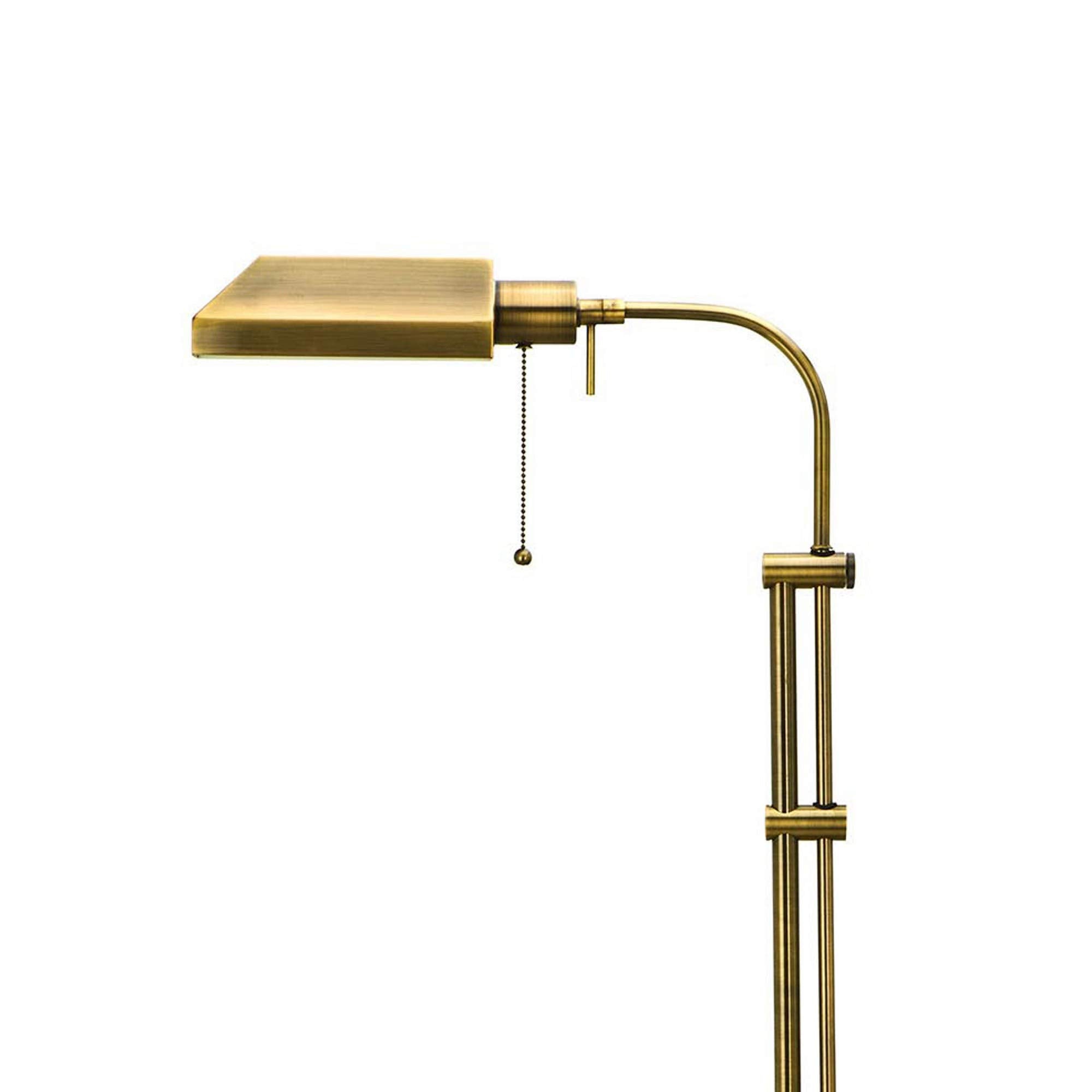 Benzara Metal Rectangular Floor Lamp, Adjustable Pole, Model BM225079, Gold