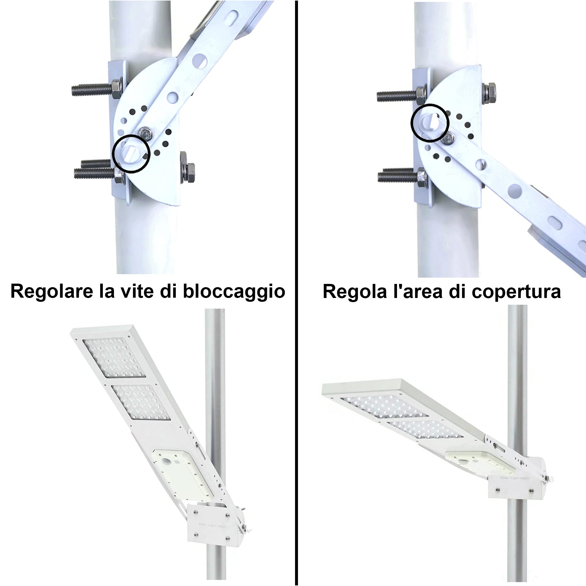 Solar Light Mart BETA 3000X Solar Street Light, Motion Sensor, Aluminum, White, Dusk to Dawn, Fits 3" Pole Diameter