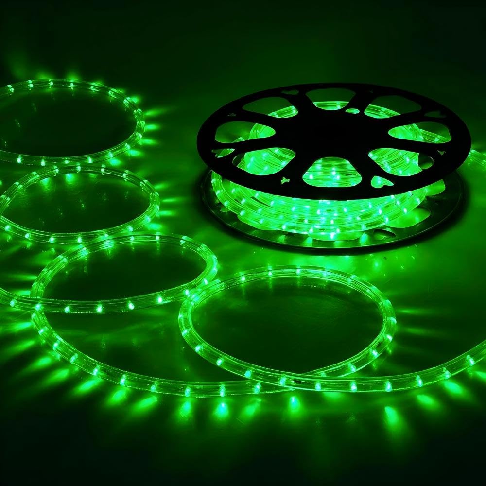 Jnaurb 200ft LED Rope Lights - Waterproof Green PVC Tube Lights with 8 Modes for Outdoor & Indoor Decoration