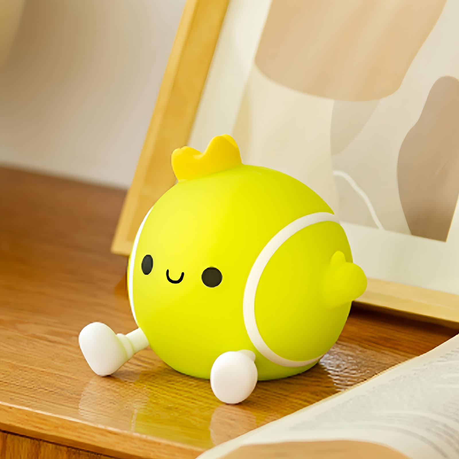 QANYI Tennis Light - Rechargeable Dimmable Lamp, Green Silicone Rubber, Model DS-TN-01, Perfect for Parties and Gifts
