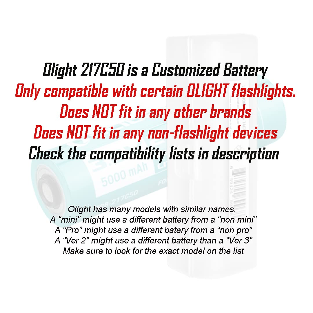 Olight 5000Mah Customized Rechargeable Battery (217C50) Seeker 2/3/4 Pro, Warrior X Pro, Freyr, Prowess, And Odin Flashlights, With Battery Organizer