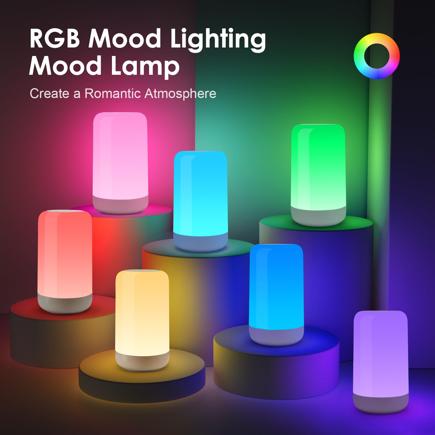 One Fire LED Lamp - 32 RGB Colors, 10 Brightness Levels, Cordless Rechargeable Night Light, Model TW-L65