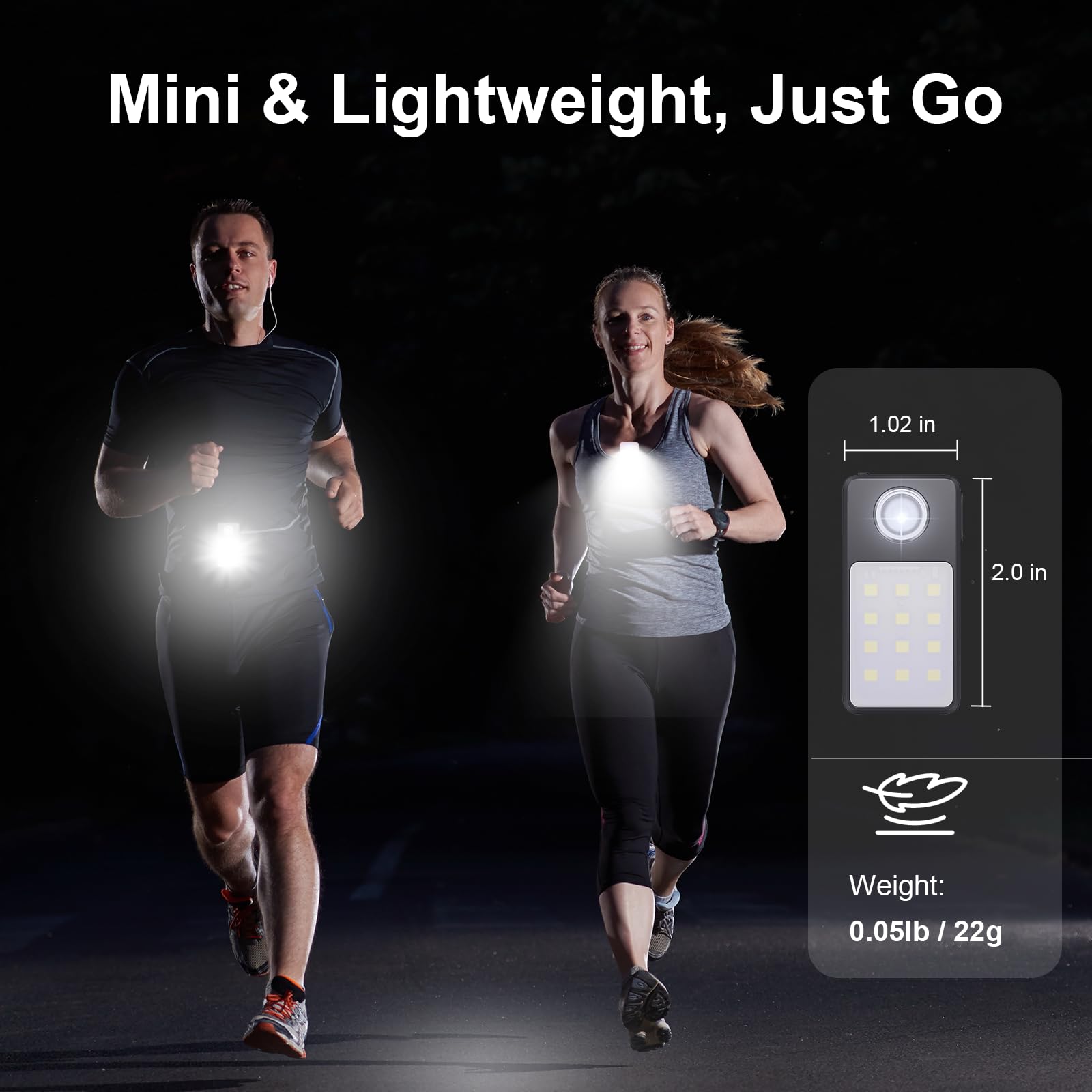 Tubasion Clip On Flashlight with 3 Modes, USB-C Rechargeable Running Light for Runners, IPX7 Waterproof LED Safety Light, EDC Fl