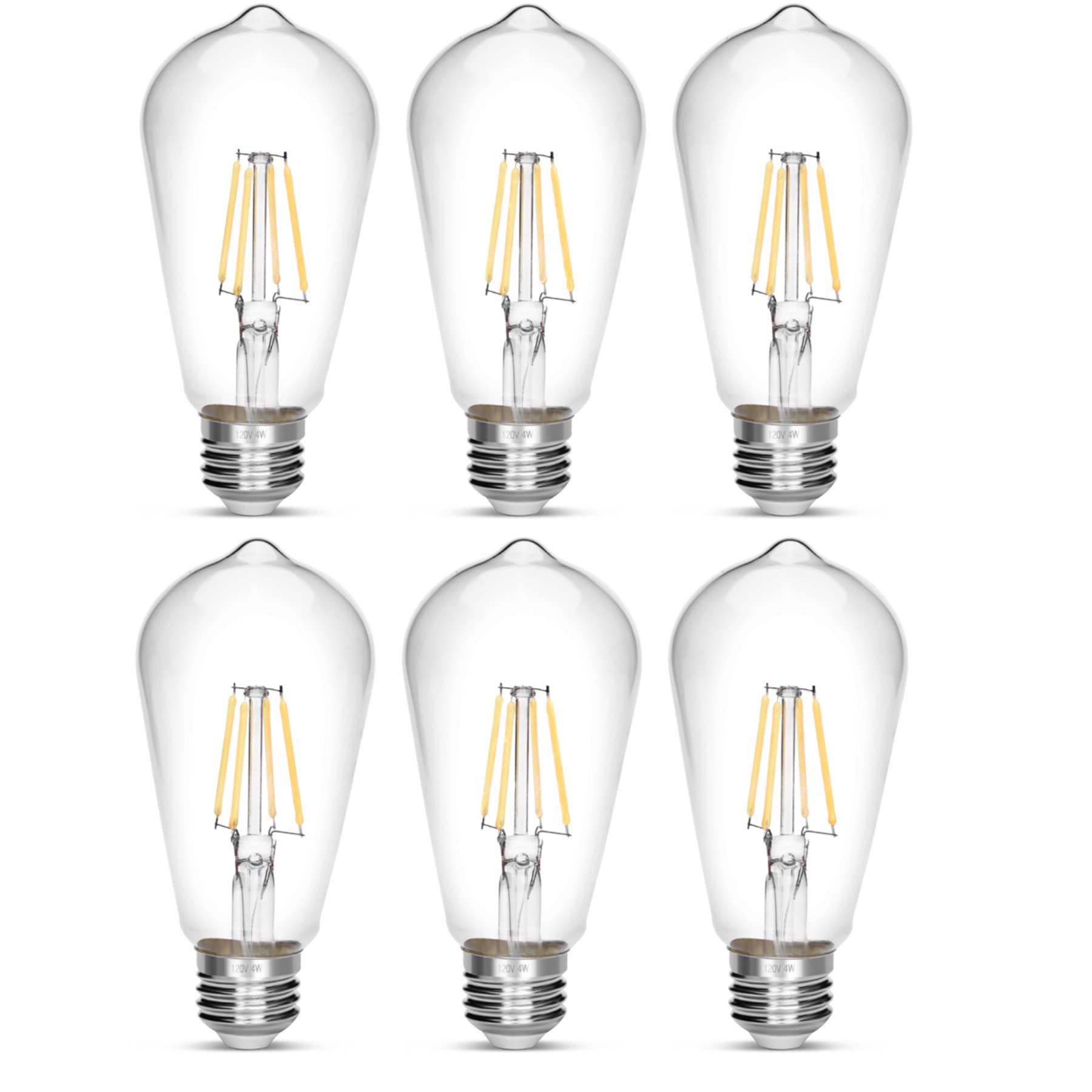 NOTOC LED Edison Bulb,Antique 40W Vintage Edison Bulb,E26 Light Bulb Non Dimmable Led Bulb 450 Lumens Daylight White 5500K,Pack of 6
