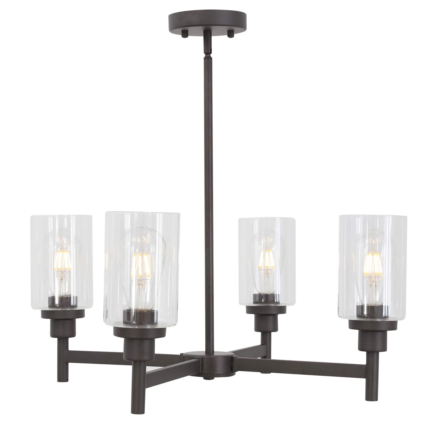 VINLUZ 4 Light Pendant Chandelier Modern Metal Lighting Oil Rubbed Bronze Industrial Ceiling Lighting Fixture for Dining Room Ki